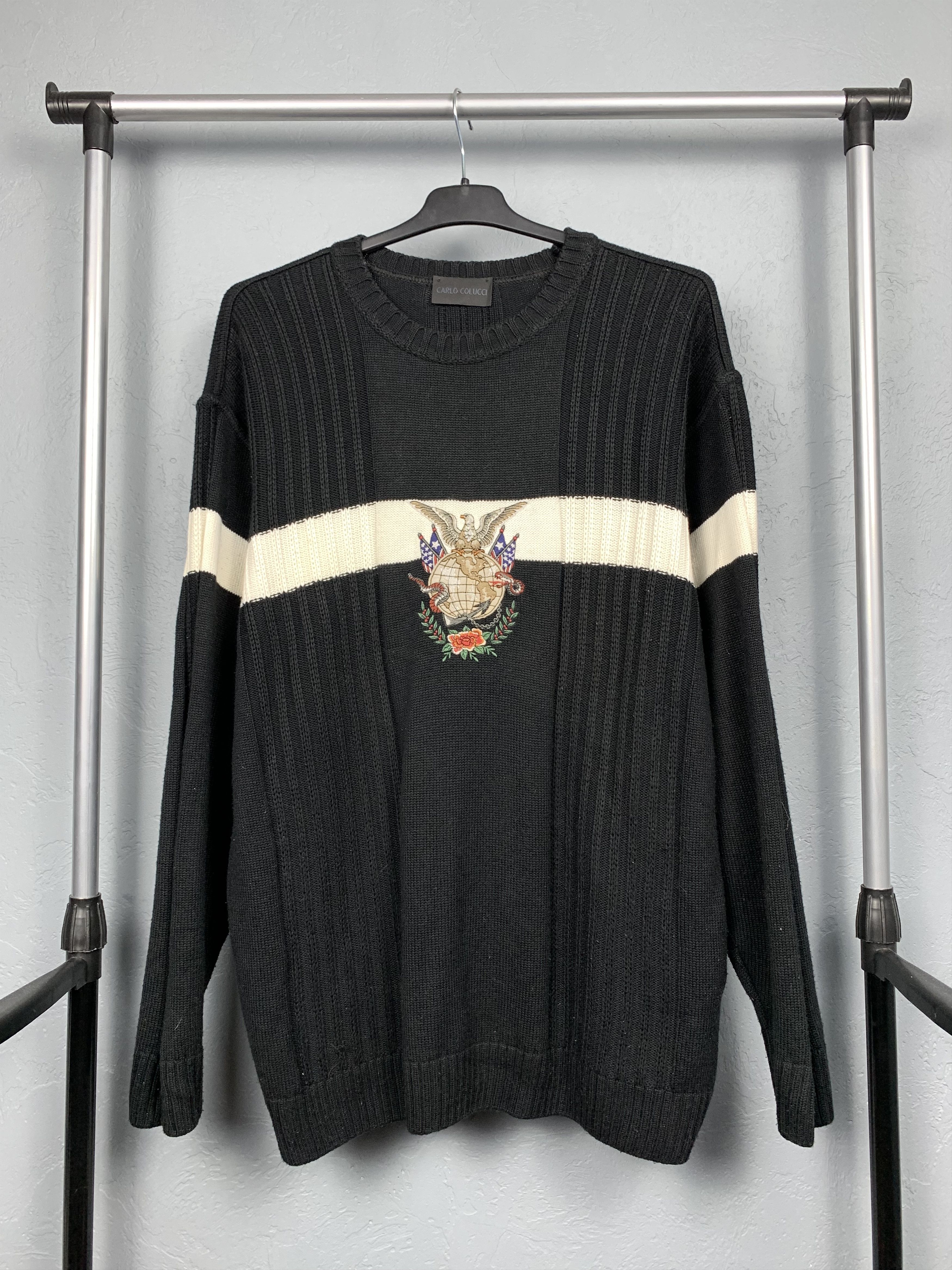 Carlo Colucci × Vintage Carlo Colucci Mens Vintage Knit Crew Neck Sweater Size US L / EU 52-54 / 3 - 1 Thumbnail