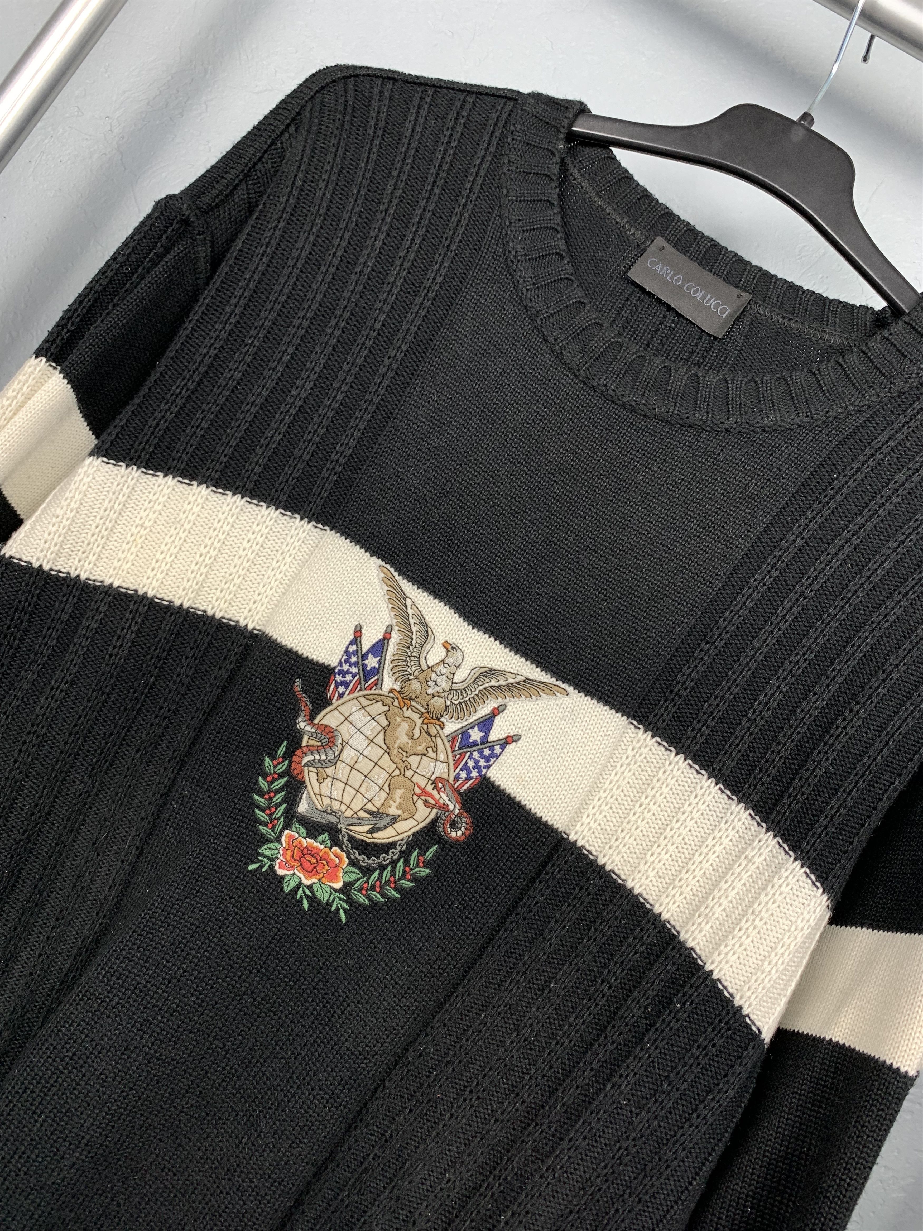 Carlo Colucci × Vintage Carlo Colucci Mens Vintage Knit Crew Neck Sweater Size US L / EU 52-54 / 3 - 2 Thumbnail