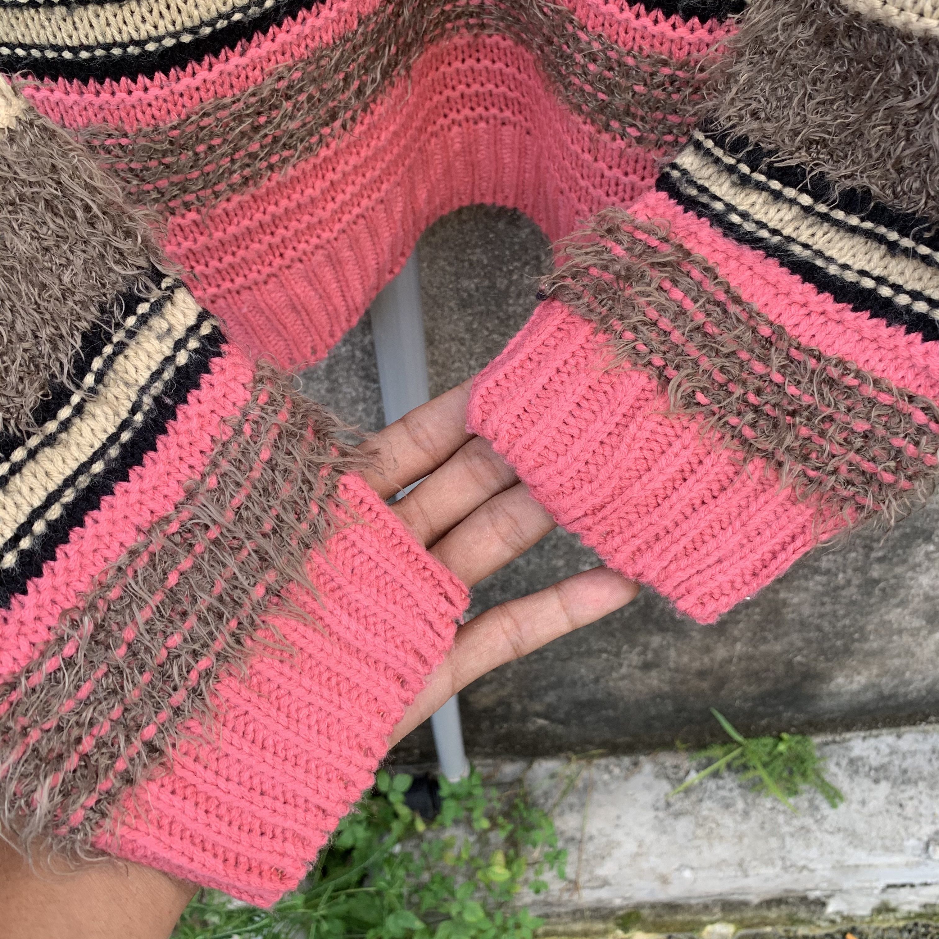 Aran Isles Knitwear 💥 GRAILS 🔥 JPN Knit Honeycomb Fur Jumper Pullover Sweater Size US L / EU 52-54 / 3 - 7 Thumbnail