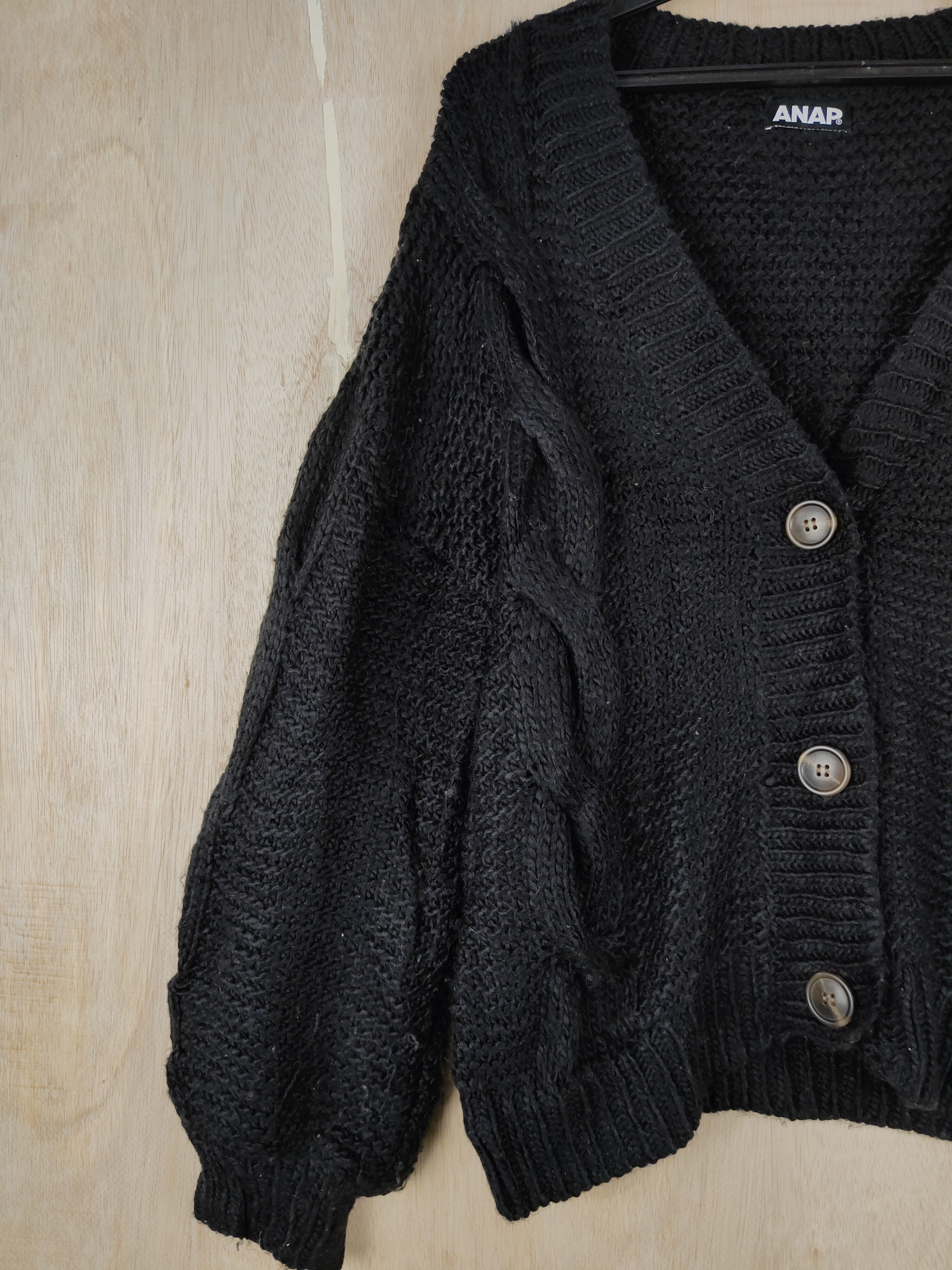 Aran Isles Knitwear × Japanese Brand Anap® Black aran isle cable knitwear Cardigan #S312 Size US M / EU 48-50 / 2 - 3 Thumbnail
