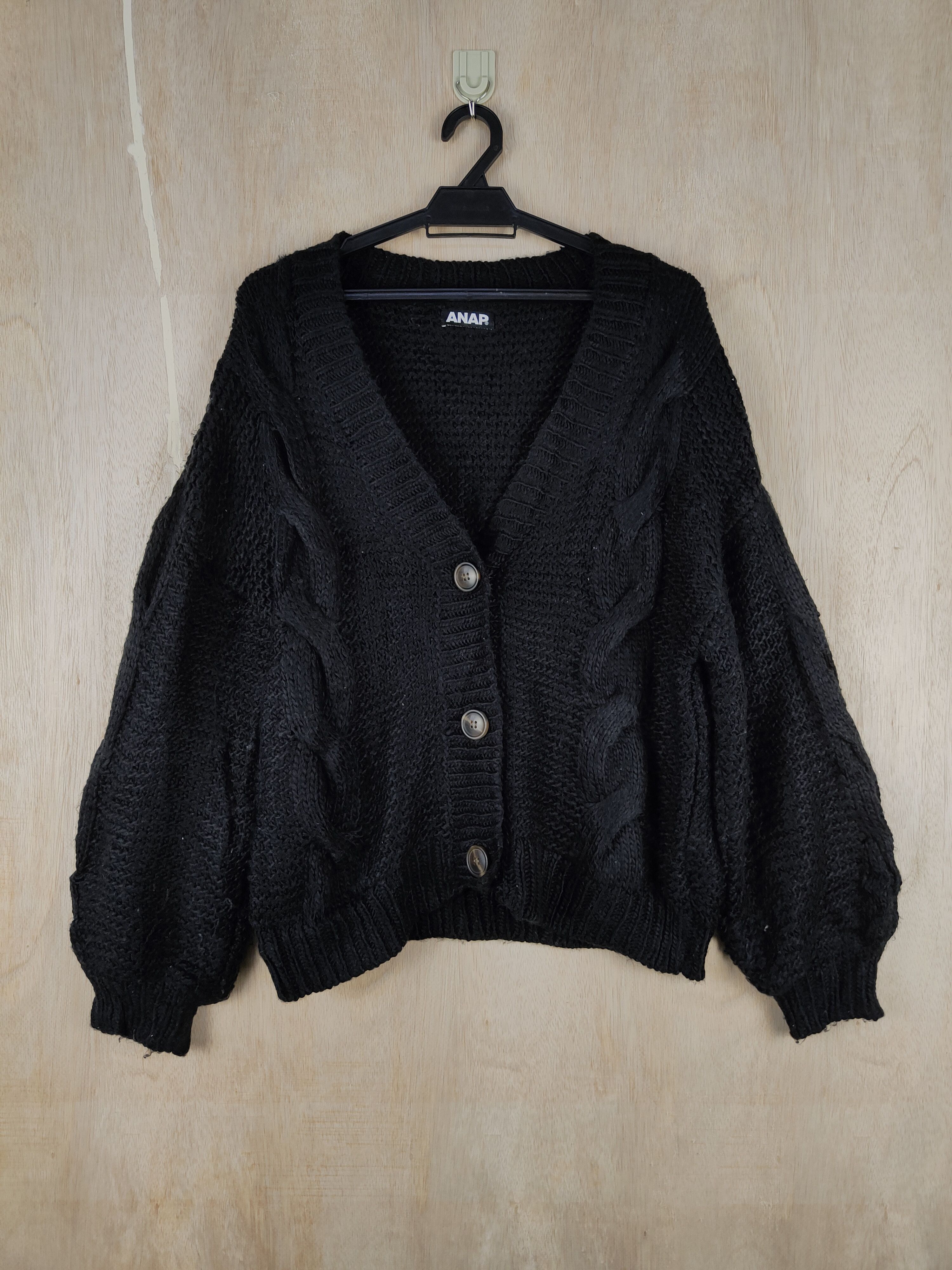 Aran Isles Knitwear × Japanese Brand Anap® Black aran isle cable knitwear Cardigan #S312 Size US M / EU 48-50 / 2 - 1 Thumbnail