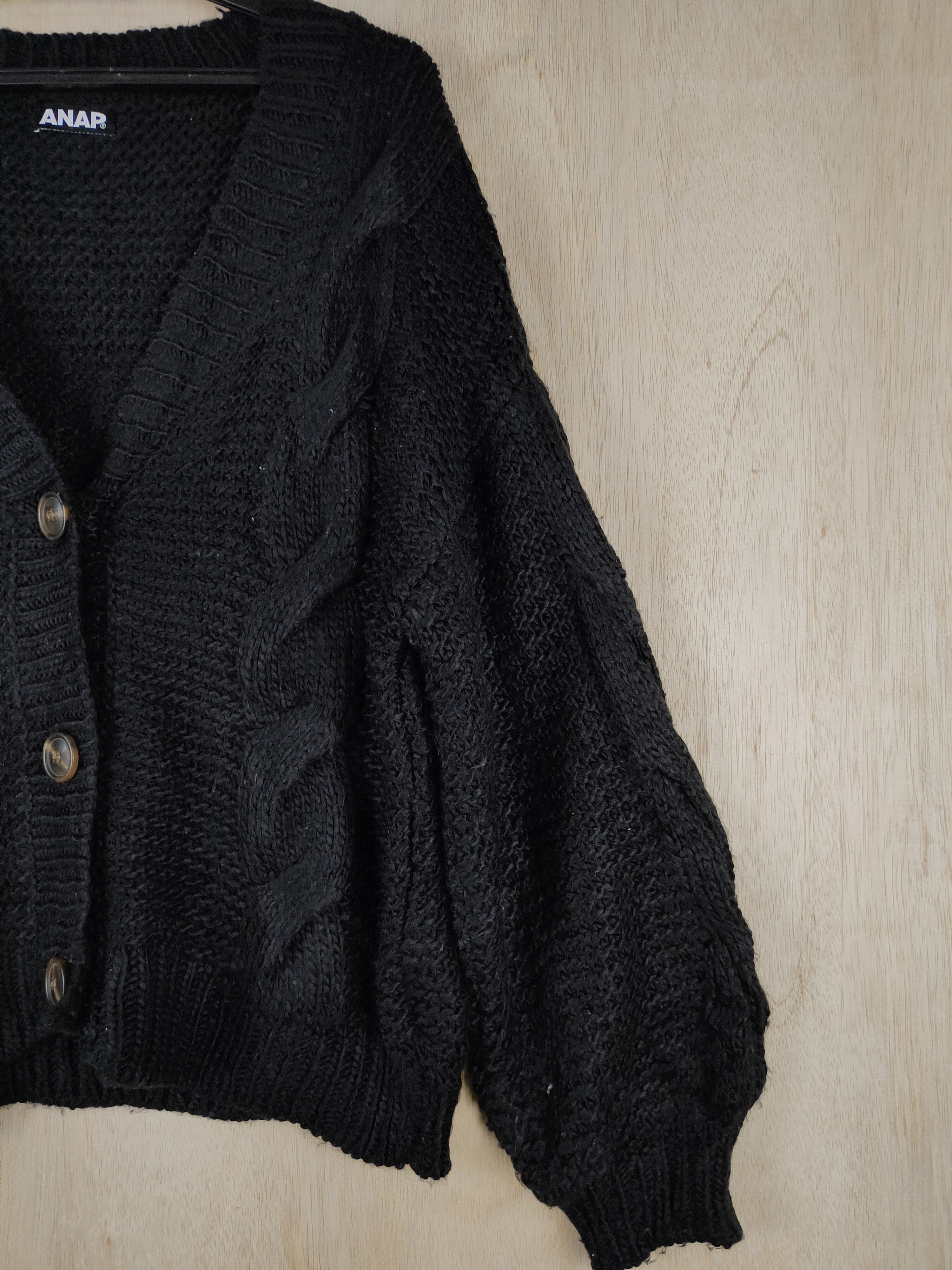 Aran Isles Knitwear × Japanese Brand Anap® Black aran isle cable knitwear Cardigan #S312 Size US M / EU 48-50 / 2 - 4 Thumbnail