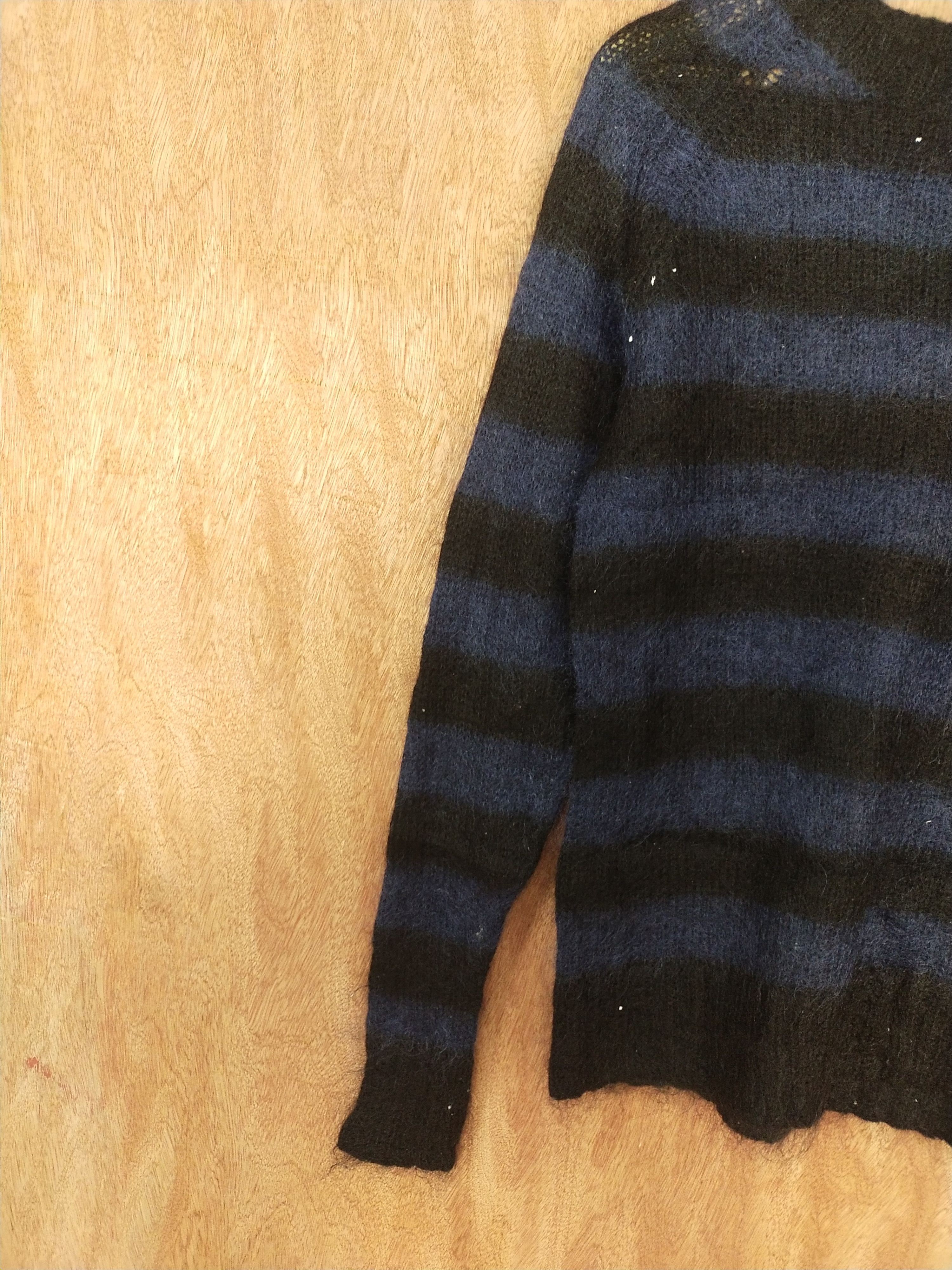 Vintage Uniqlo black/blue crochet mohair japan stripe knitwear #S045 Size US S / EU 44-46 / 1 - 3 Thumbnail