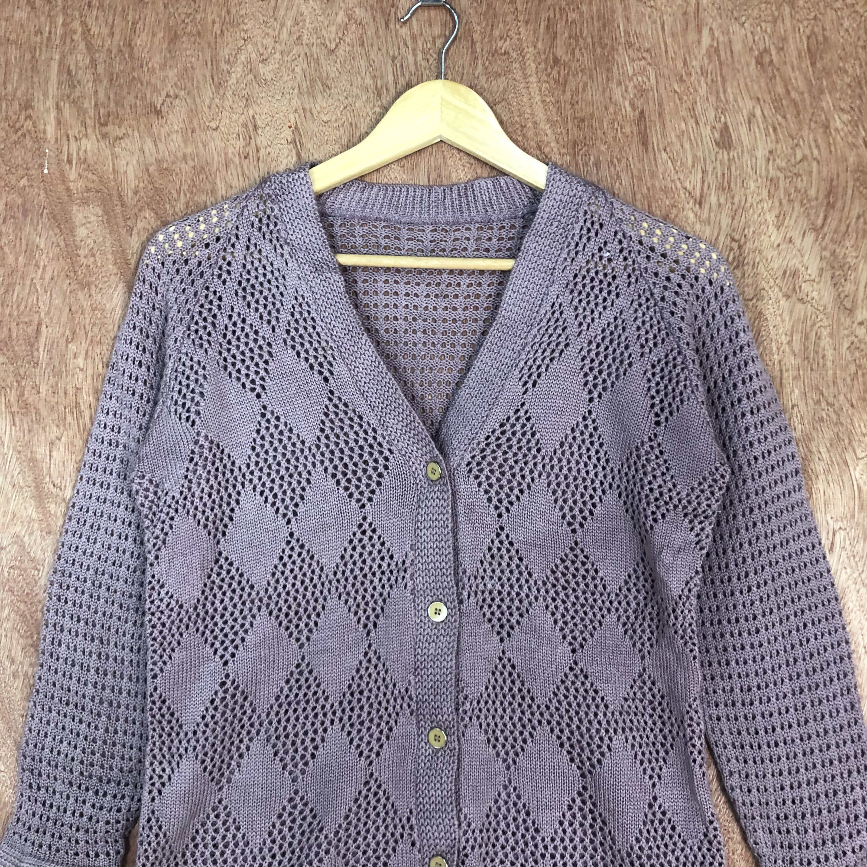 Vintage DLL vintage Japan meshnet Knitwear crochet cardigan #c459 Size US M / EU 48-50 / 2 - 9 Thumbnail