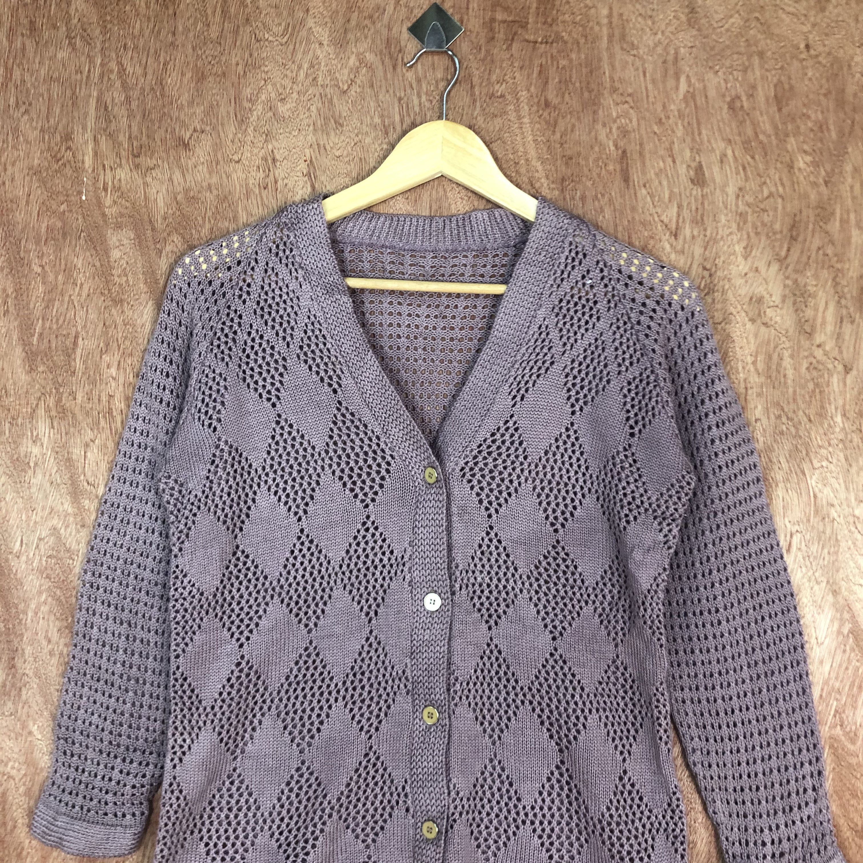 Vintage DLL vintage Japan meshnet Knitwear crochet cardigan #c459 Size US M / EU 48-50 / 2 - 2 Thumbnail
