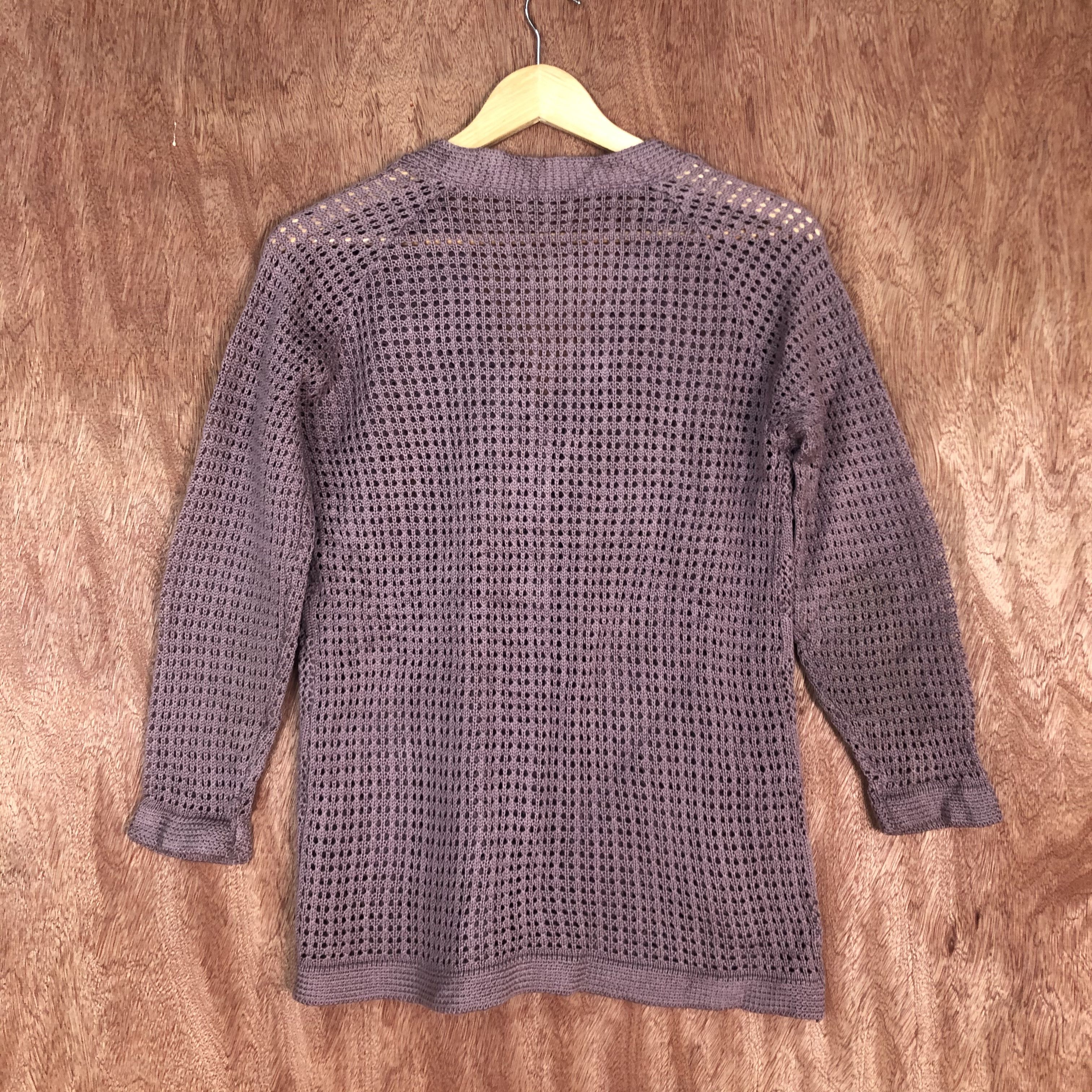 Vintage DLL vintage Japan meshnet Knitwear crochet cardigan #c459 Size US M / EU 48-50 / 2 - 8 Thumbnail