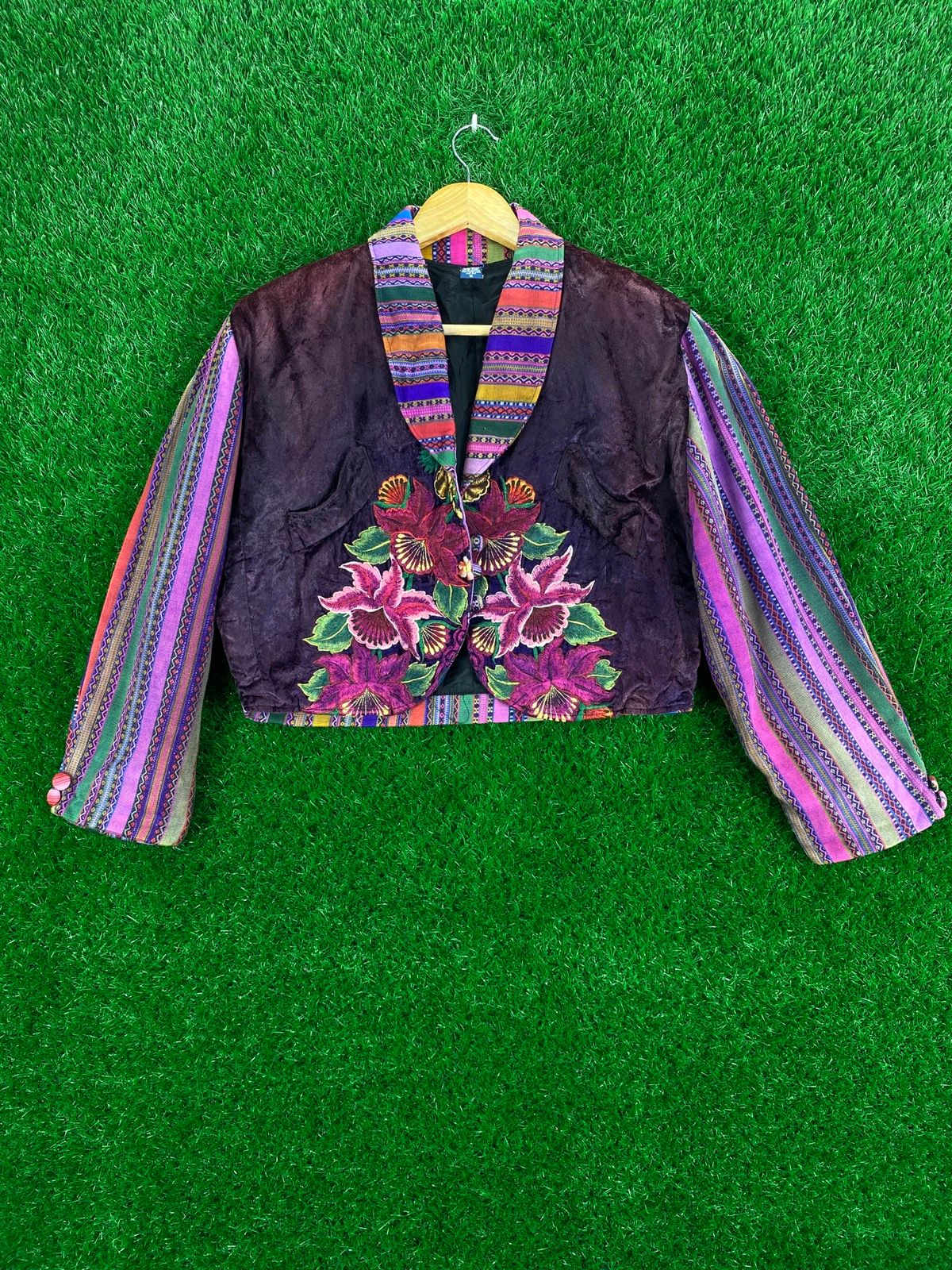 Vintage Vintage Crop Top Jacket Floral Design Size S / US 4 / IT 40 - 1 Preview