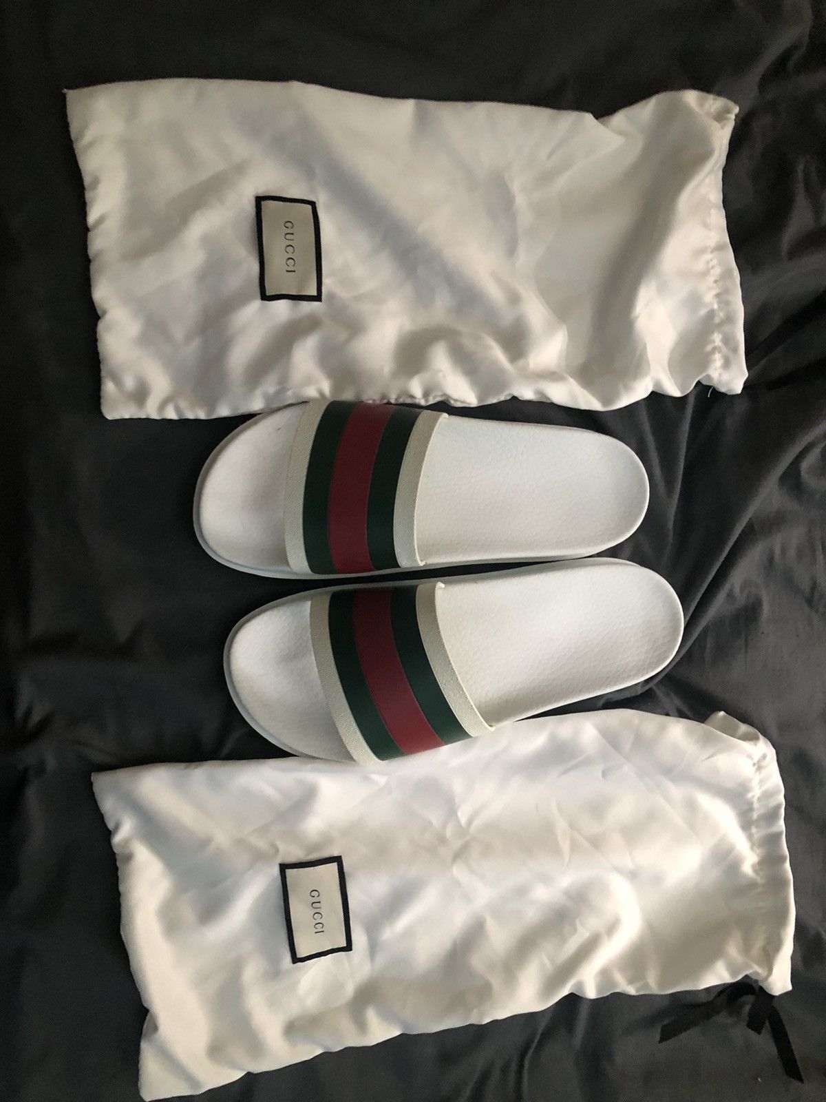 Gucci white gucci slides SIZE 10 Grailed