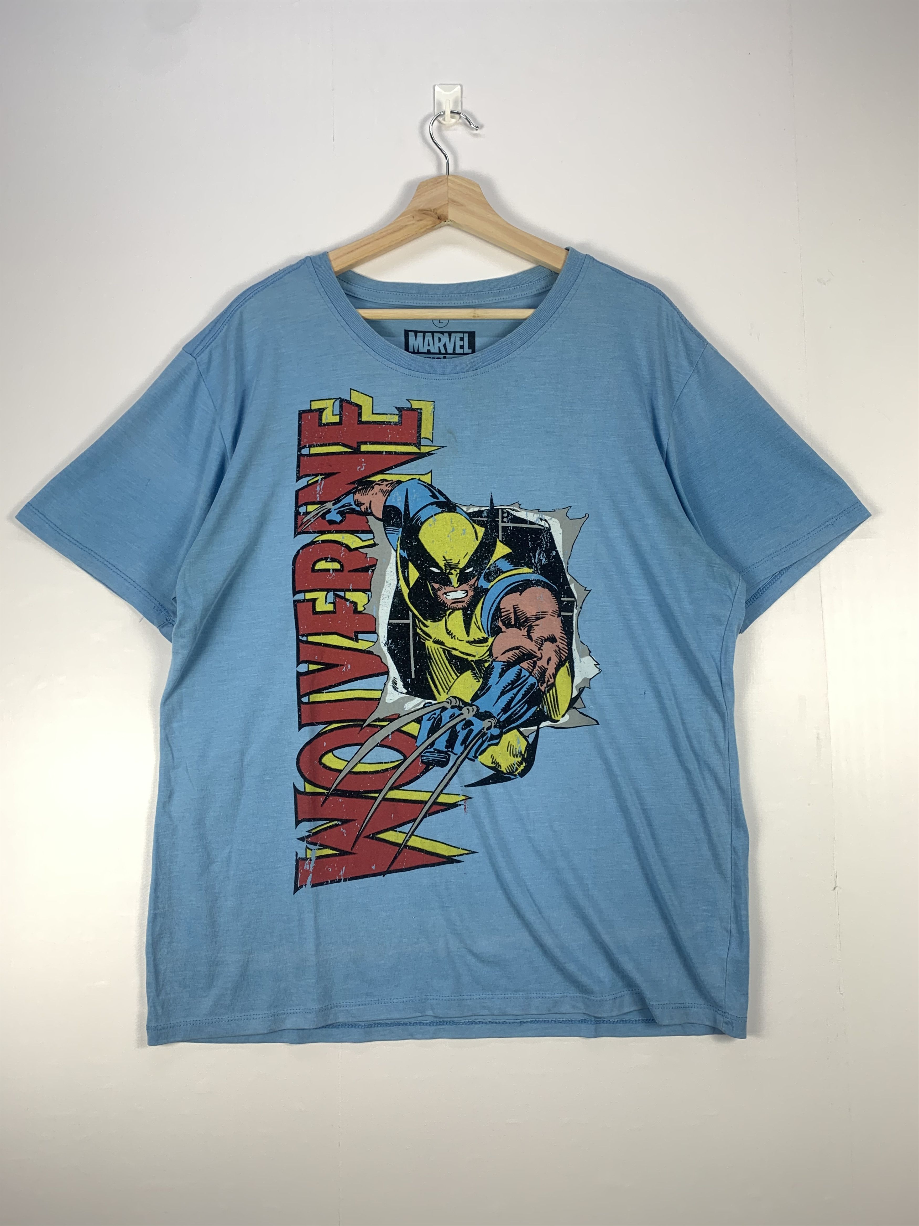 image of Cartoon Network x Marvel Comics Wolverine T Shirt Marvel Tees in Blue, Men's (Size XL)