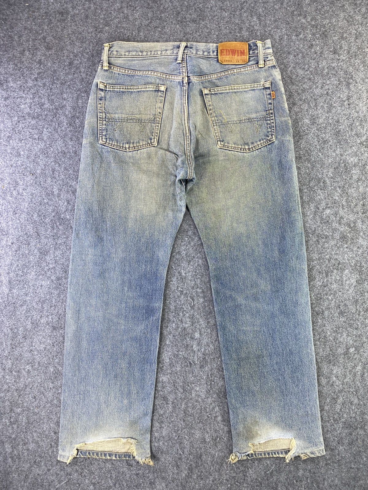 Edwin × Japanese Brand × Jean Edwin 505xx Distress Blue Wash Redline Denim - J811 Size US 33 - 2 Thumbnail
