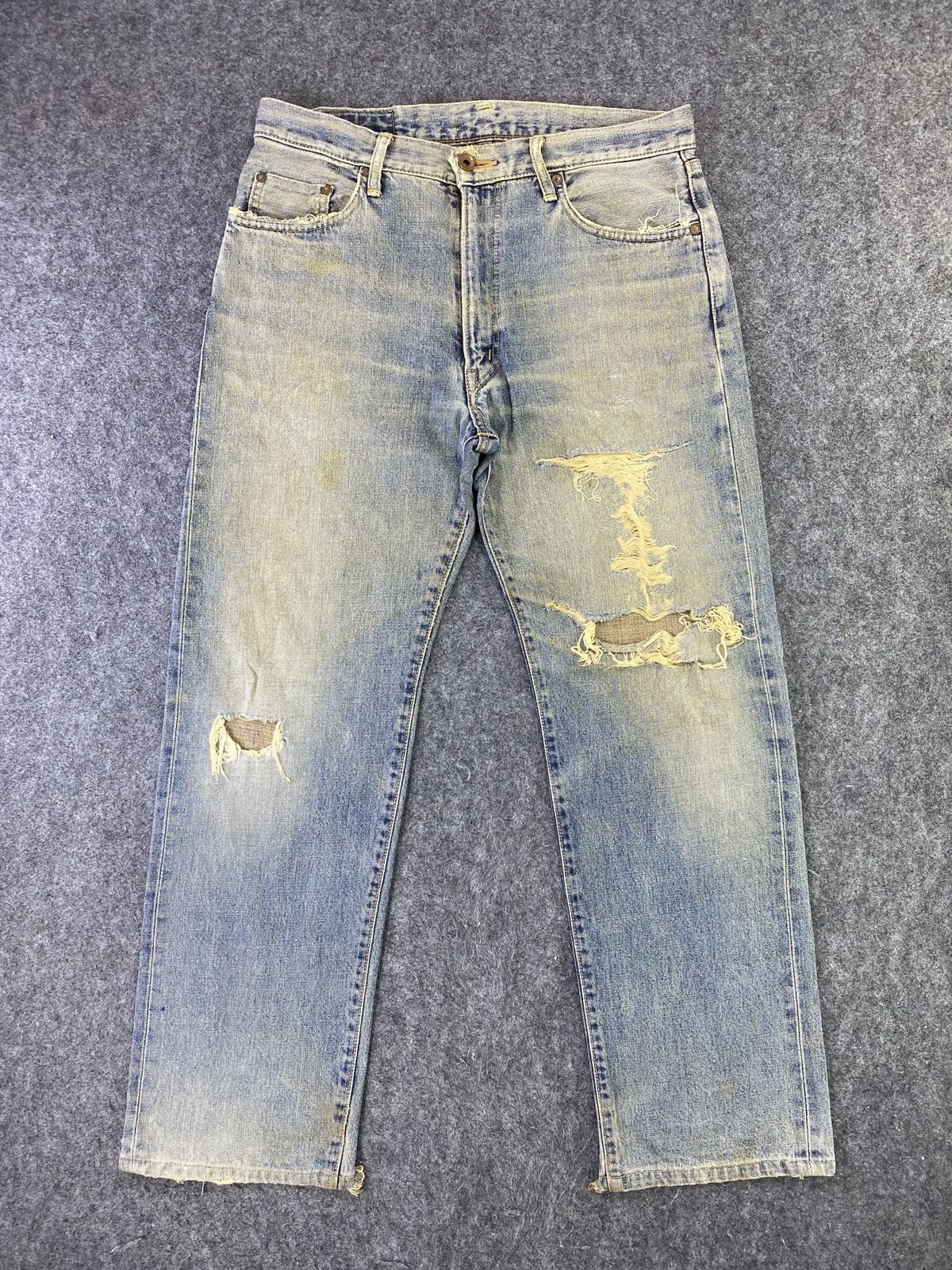 image of Edwin 505Xx Distress Blue Wash Redline Denim - J811, Men's (Size 33)