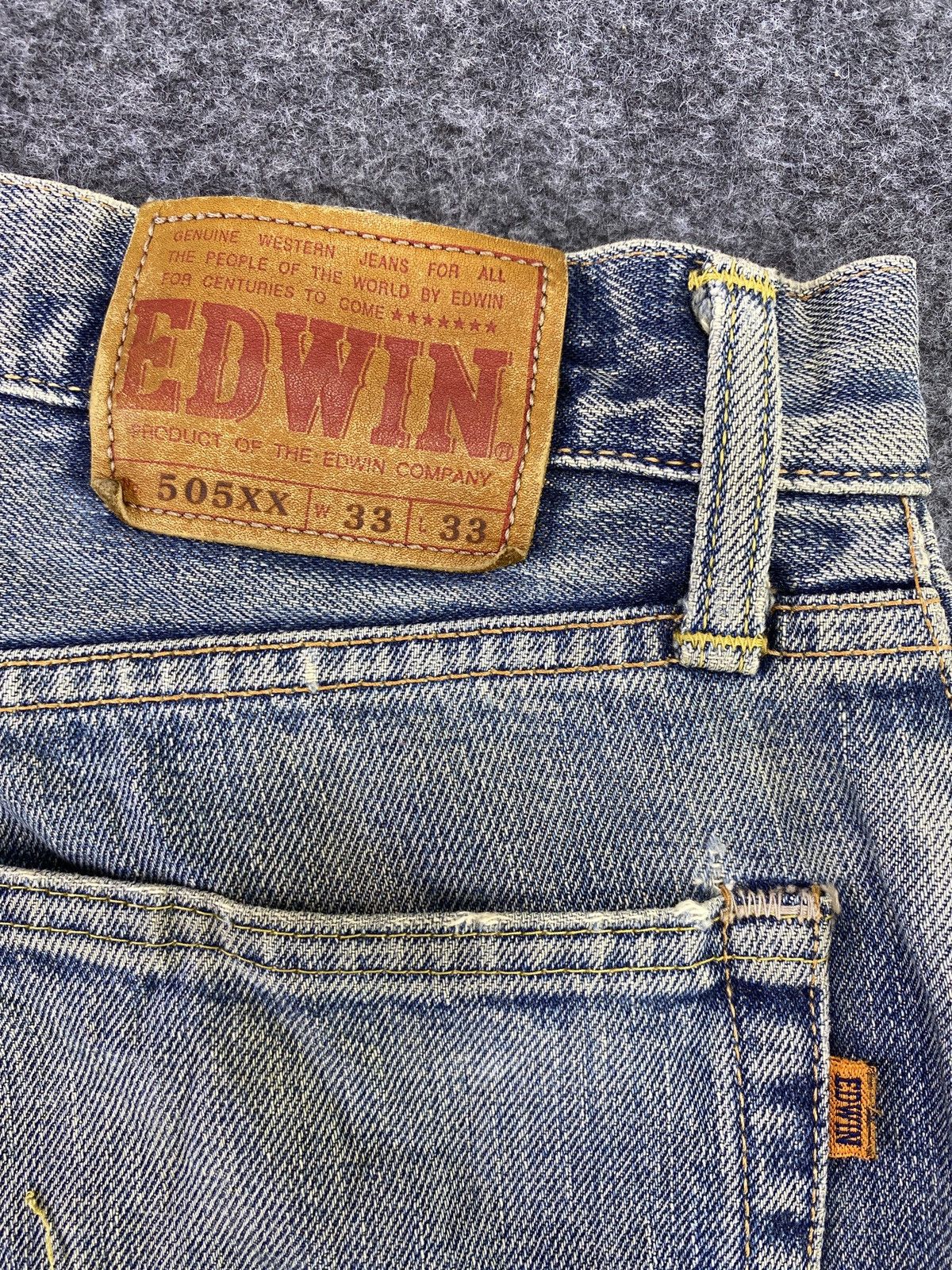 Edwin × Japanese Brand × Jean Edwin 505xx Distress Blue Wash Redline Denim - J811 Size US 33 - 8 Thumbnail