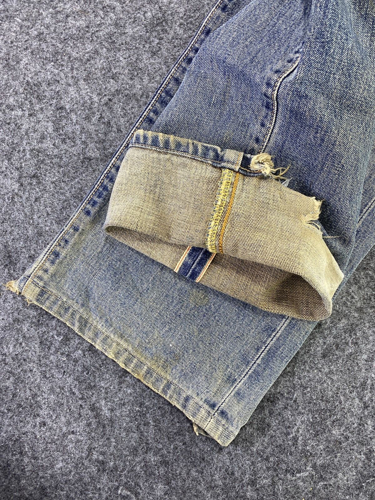Edwin × Japanese Brand × Jean Edwin 505xx Distress Blue Wash Redline Denim - J811 Size US 33 - 6 Thumbnail