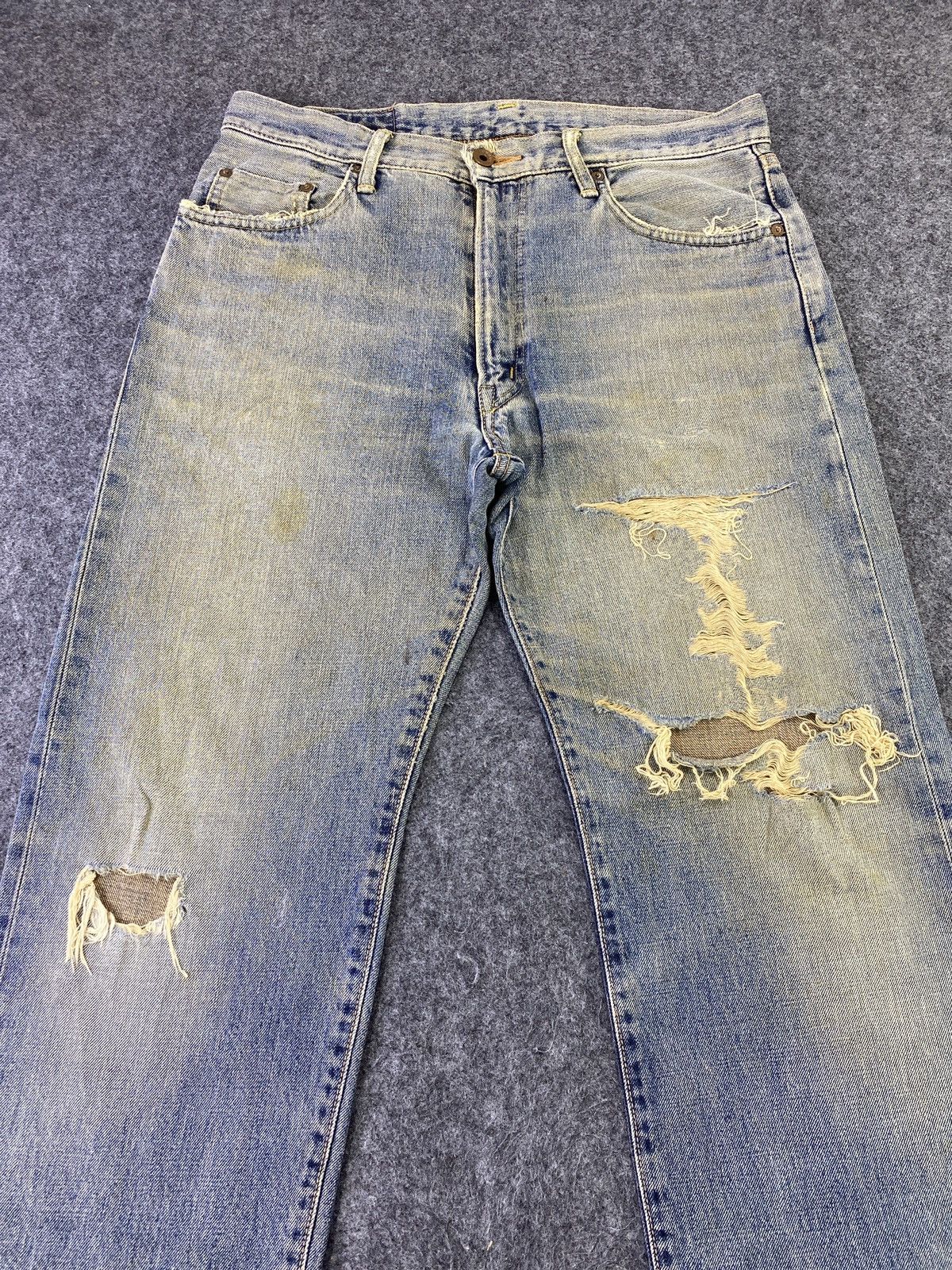 Edwin × Japanese Brand × Jean Edwin 505xx Distress Blue Wash Redline Denim - J811 Size US 33 - 9 Thumbnail