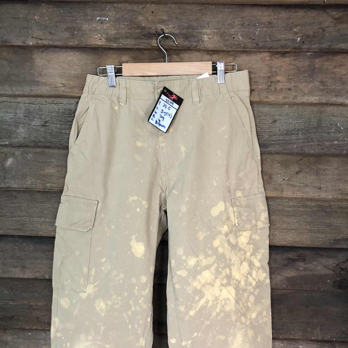 Faded Glory Uniqlo multipocket splashed painter Brown Cargo Pants #5029 Size US 29 - 2 Thumbnail