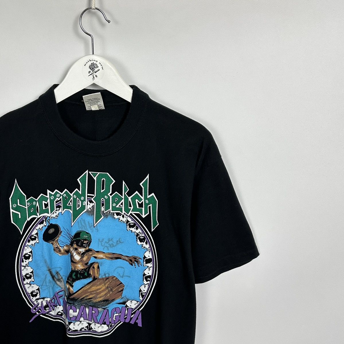 Band Tees Vintage 80s Sacred Reich Surf Nicaragua tee Signed Autograph Size US M / EU 48-50 / 2 - 4 Thumbnail