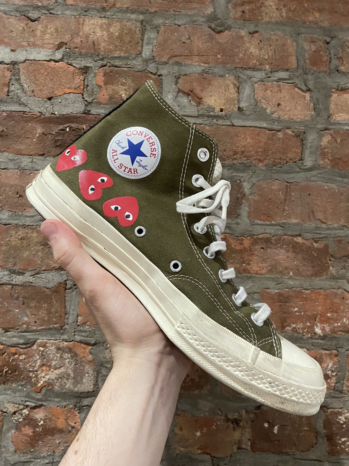 High Top Comme Des Garcon Converse Khaki Comme Des Garçons Play X