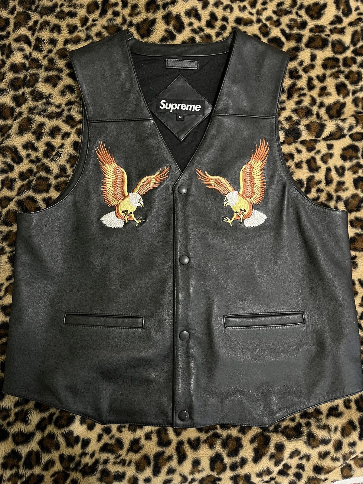 supreme eagule leather vest-