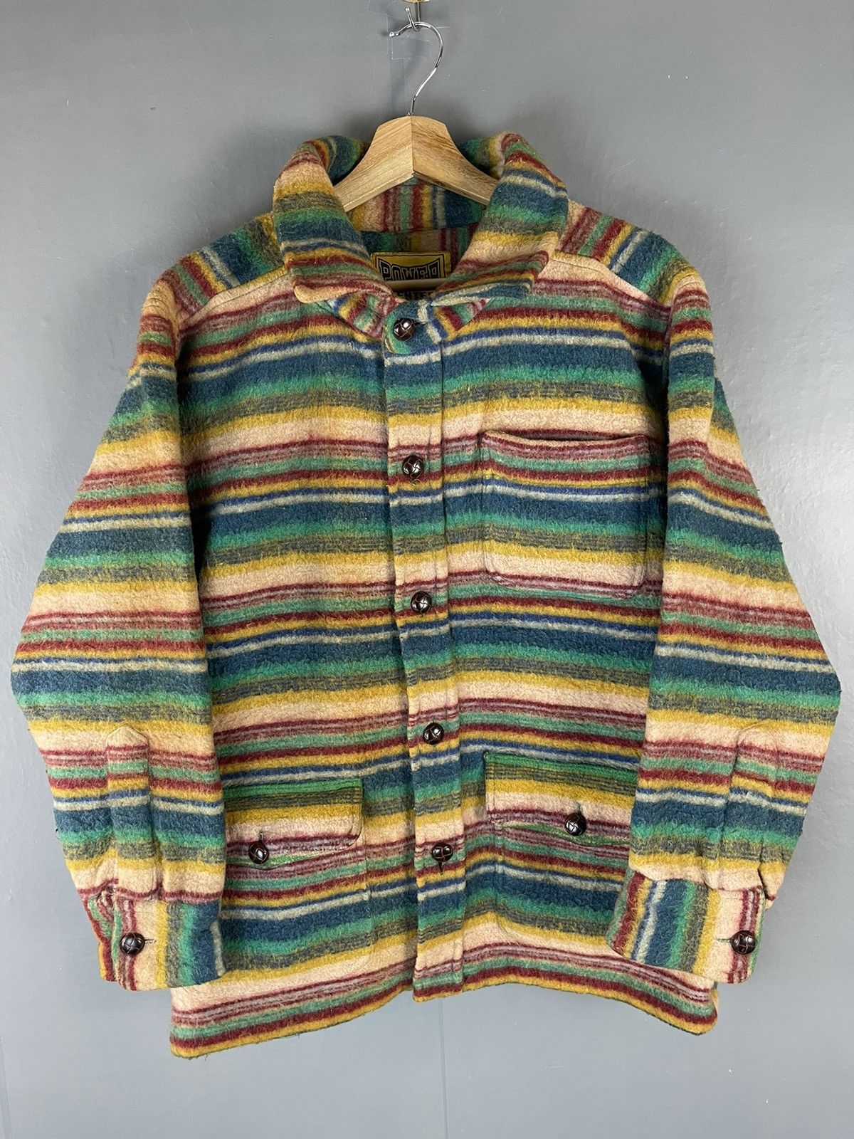 VINTAGE POWER CENTER WOOL MULTICOLOUR WOOL BUTTON UP JACKET