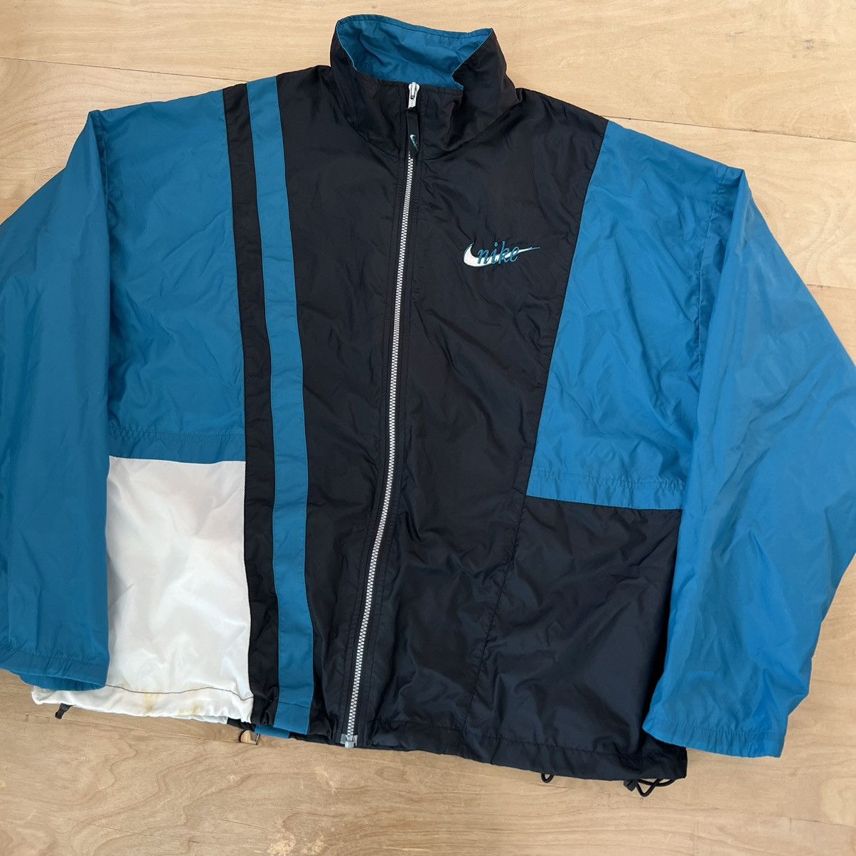 Nike Vintage Nike Windbreaker Jacket L Blue Nylon Full Zip 90s 