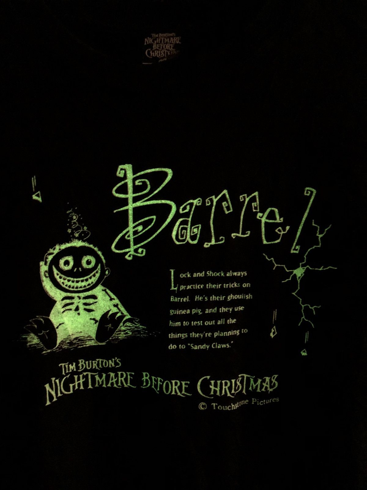 Cartoon Network Vtg Tim Burton Nightmare Before Christmas Glow In The Dark Size US S / EU 44-46 / 1 - 4 Thumbnail