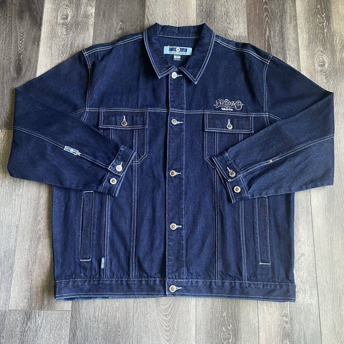 Southpole Vintage 1990s Southpole Denim Embroidered Logo Jean Jacket Size US XL / EU 56 / 4 - 1 Thumbnail