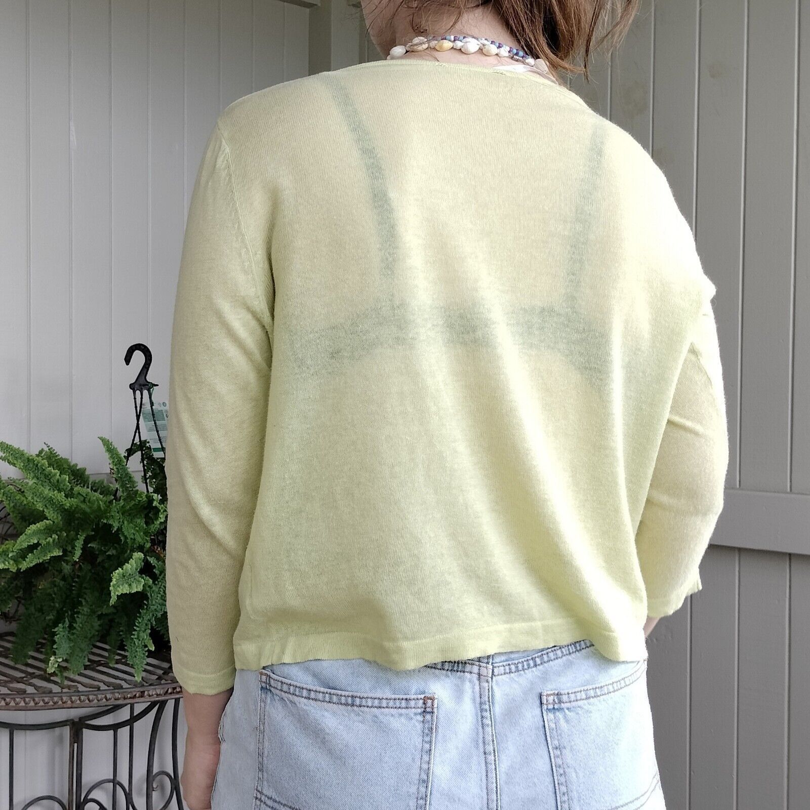Designer × Vintage Vintage Y2K Cardigan Knit Linen Braided Tie Front 2000s Size M / US 6-8 / IT 42-44 - 2 Thumbnail