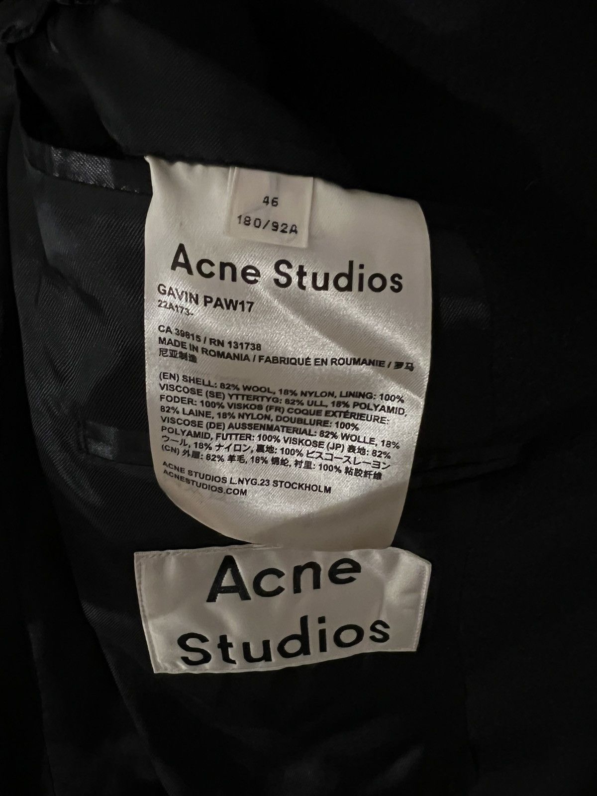 Acne Studios NEW 46 Navy Gavin Wool Classic Overcoat Coat Jacket Size US S / EU 44-46 / 1 - 10 Thumbnail