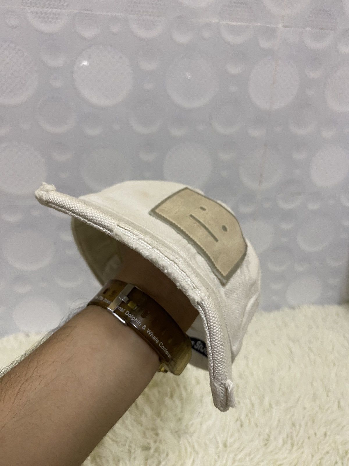 Acne Studios × Designer Acne Studios Cunov Canvas Frayed Face Cap Size ONE SIZE - 5 Thumbnail