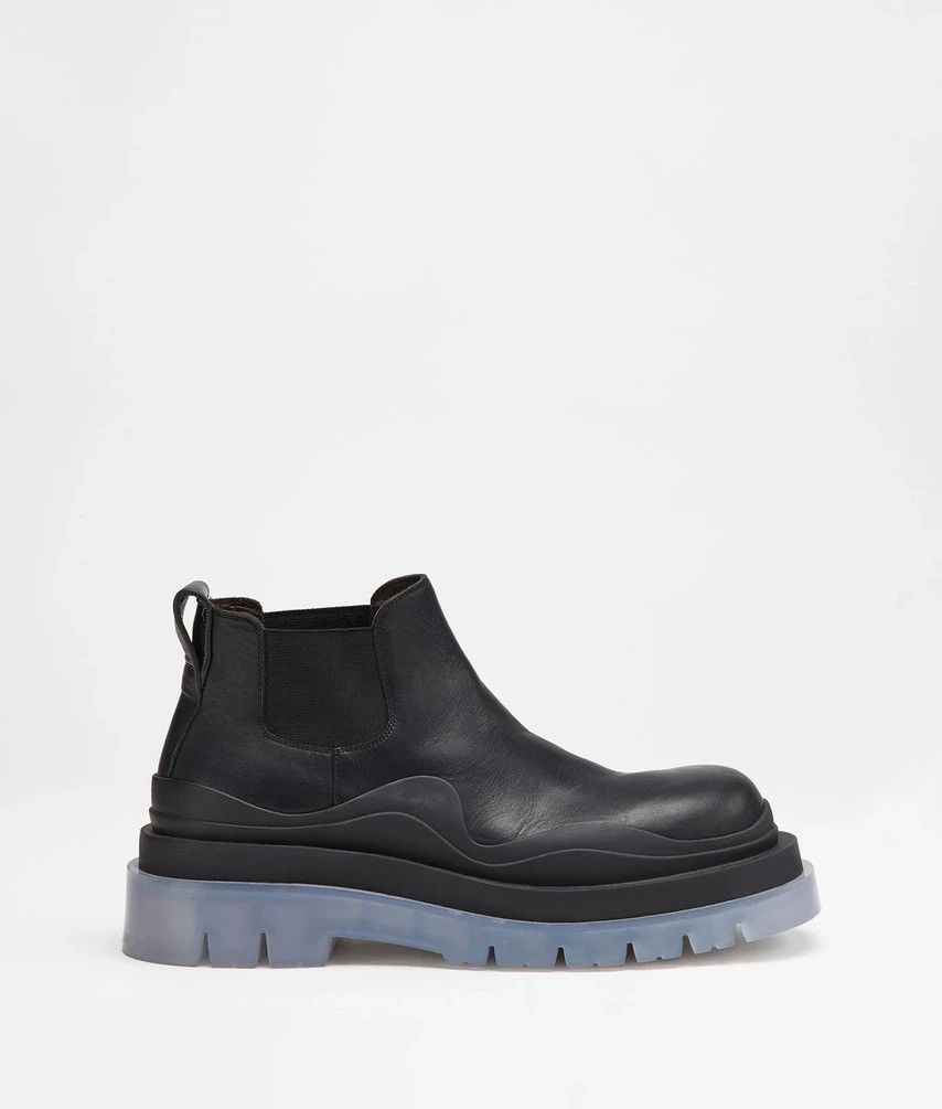 Bottega Veneta NEW 40 Tire Chelsea Leather Transparent Sole Black Boots Size US 7 / EU 40 - 1 Thumbnail