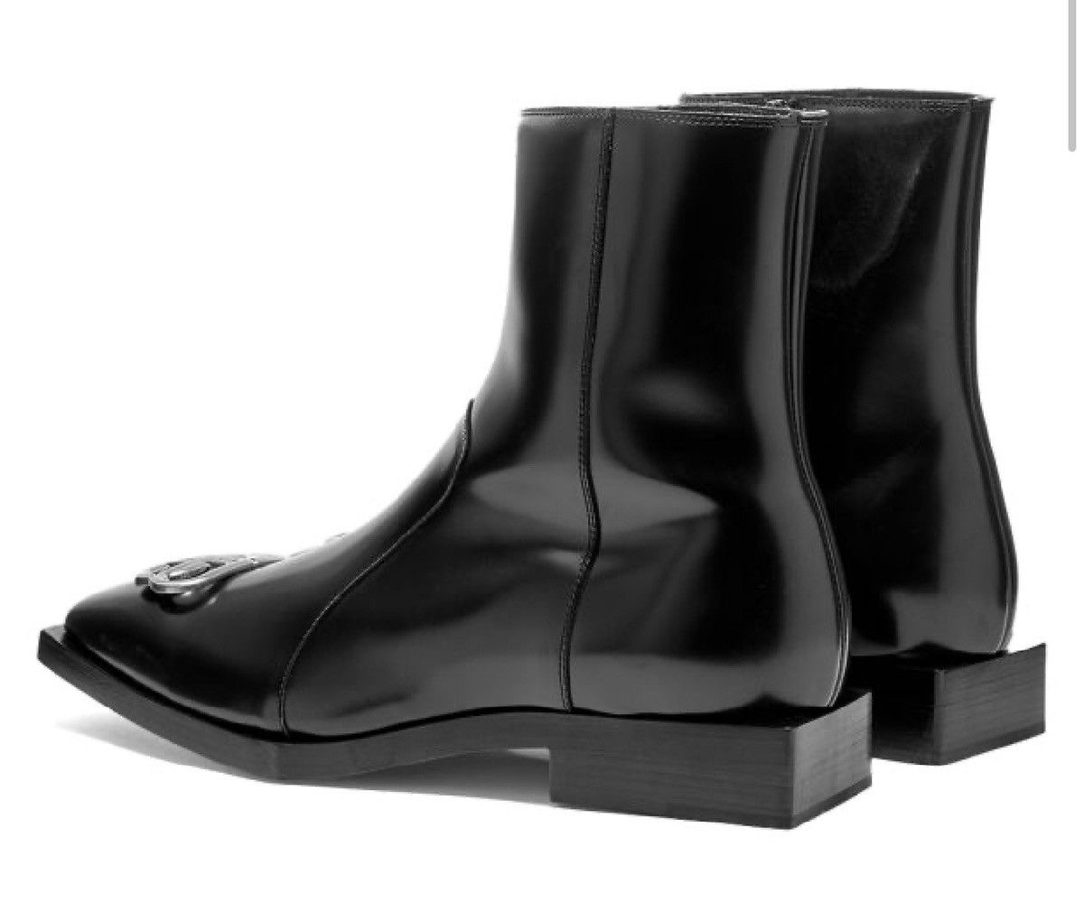 Balenciaga NEW 42 Block Square Leather BB Logo Metal Zip Chelsea Boots Size US 9 / EU 42 - 4 Thumbnail
