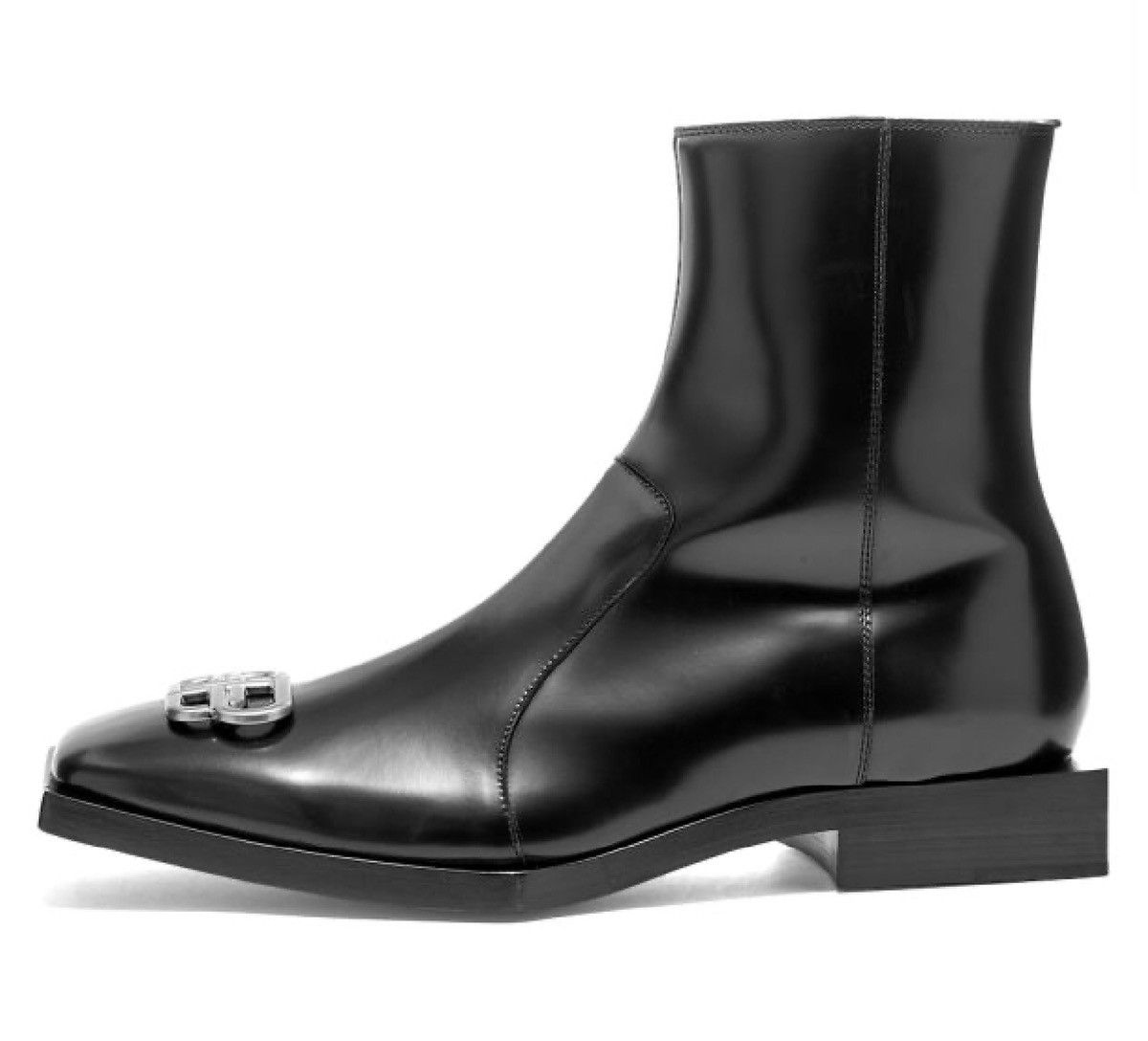 Balenciaga NEW 42 Block Square Leather BB Logo Metal Zip Chelsea Boots Size US 9 / EU 42 - 3 Thumbnail