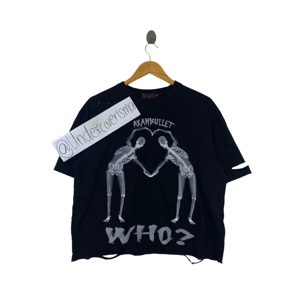 image of Vintage Akanbullet Bondage Punk Brand Skeletons With Love Sign in Black, Men's (Size Medium)
