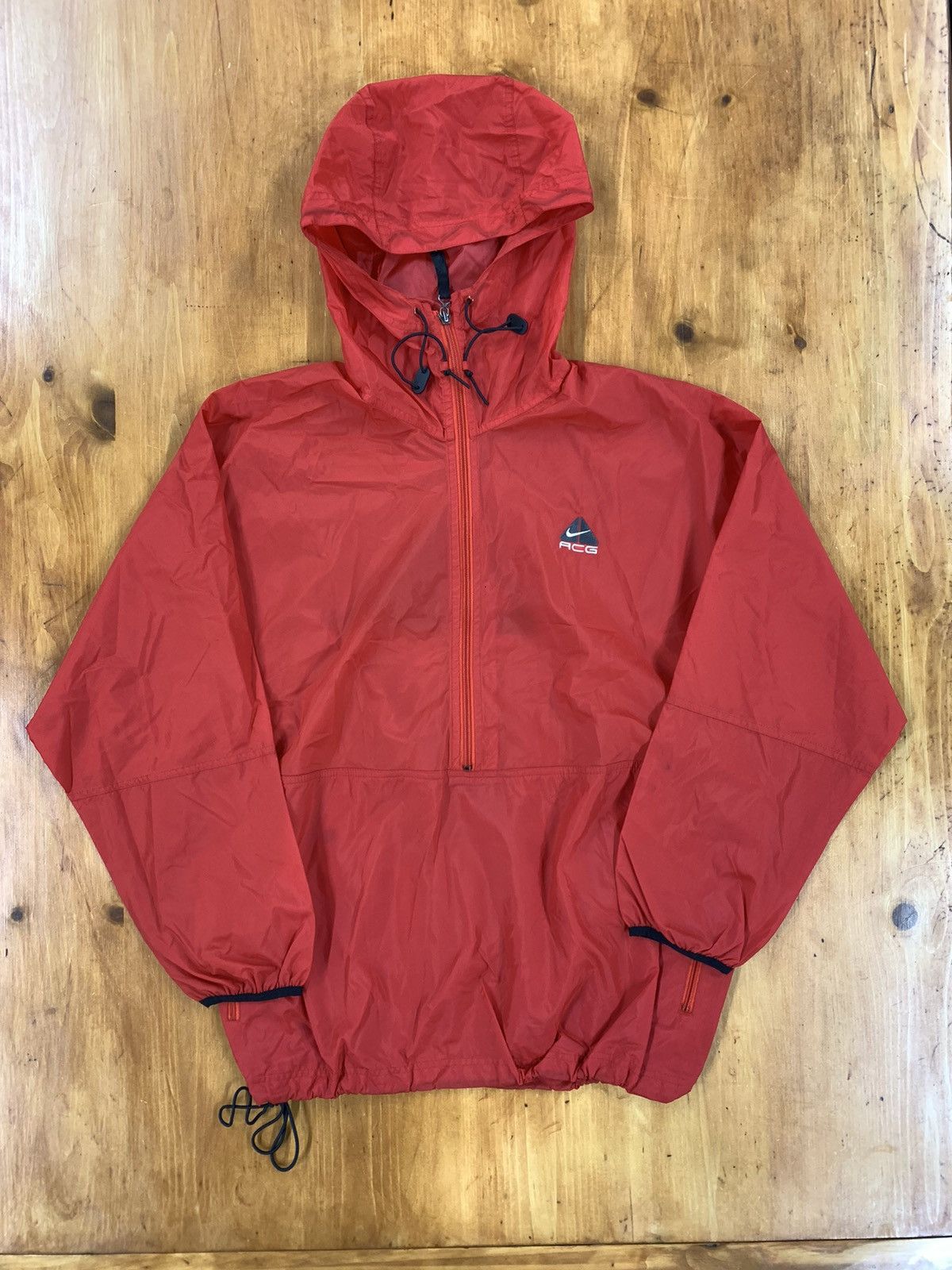 90'S Nike Anorak Jacket, Men's Medium, Vintage Nylon red type Vintage Second Hand