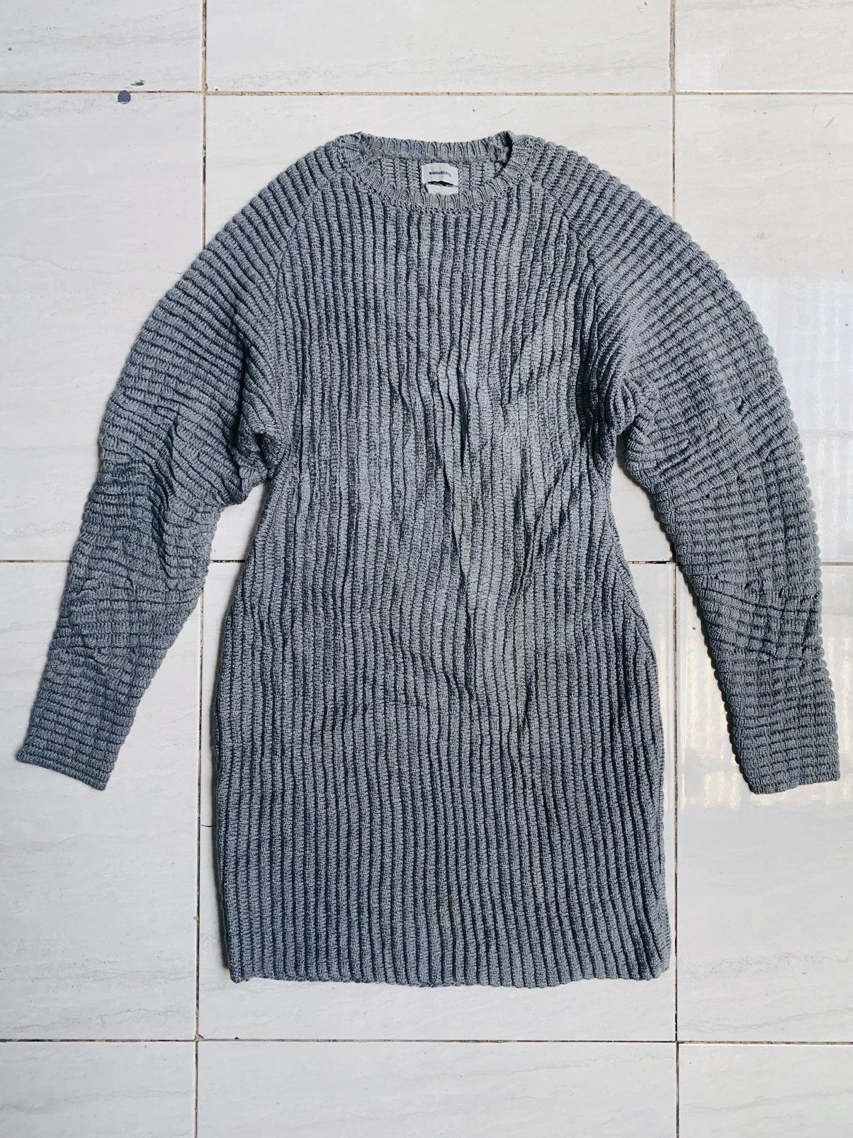 image of If Six Was Nine x Miharayasuhiro Grey Heavy Tweed Knit Sweater, Men's (Size Medium)