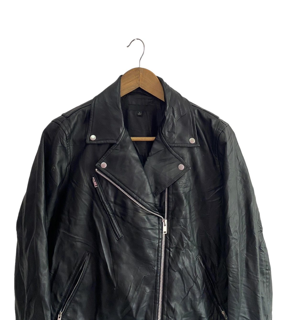 Uniqlo 🔥VINTAGE UNIQLO JAPAN DOUBLE COLLAR LEATHER JACKET PUNK Size US M / EU 48-50 / 2 - 4 Thumbnail