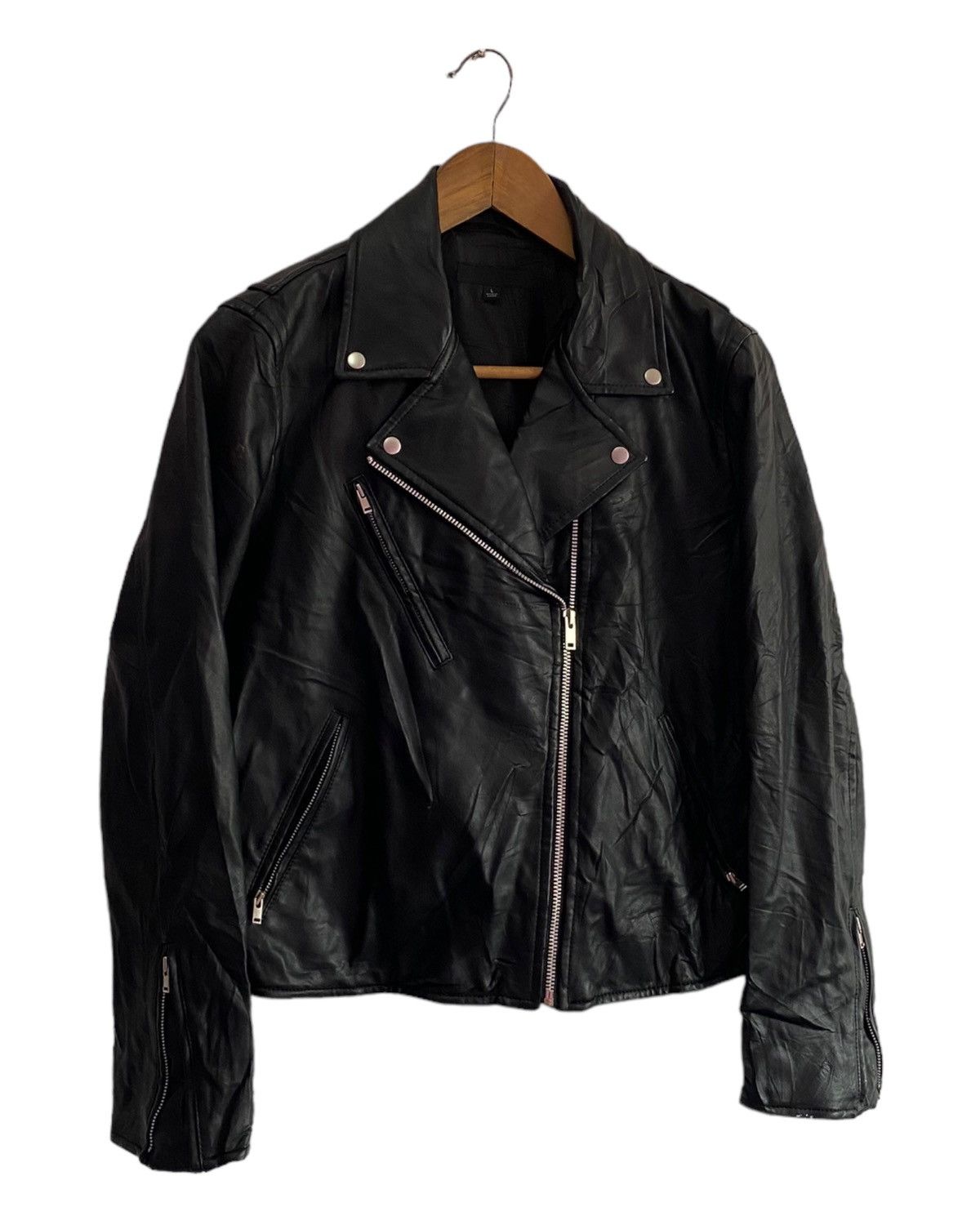 Uniqlo 🔥VINTAGE UNIQLO JAPAN DOUBLE COLLAR LEATHER JACKET PUNK Size US M / EU 48-50 / 2 - 2 Thumbnail