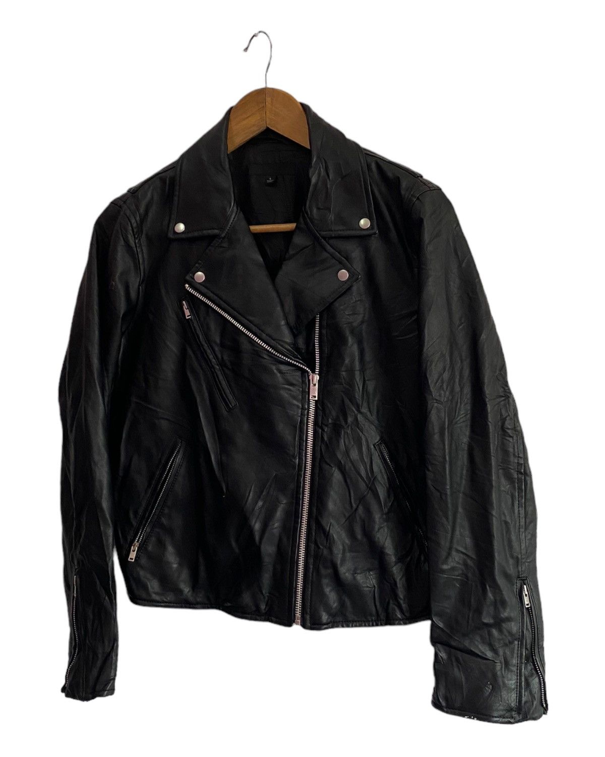 Uniqlo 🔥VINTAGE UNIQLO JAPAN DOUBLE COLLAR LEATHER JACKET PUNK Size US M / EU 48-50 / 2 - 3 Thumbnail