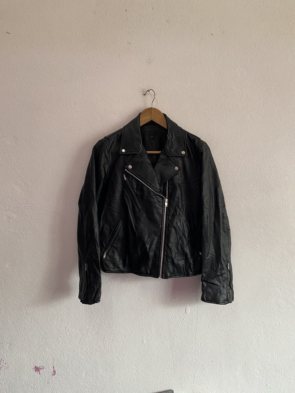 Uniqlo 🔥VINTAGE UNIQLO JAPAN DOUBLE COLLAR LEATHER JACKET PUNK Size US M / EU 48-50 / 2 - 11 Thumbnail