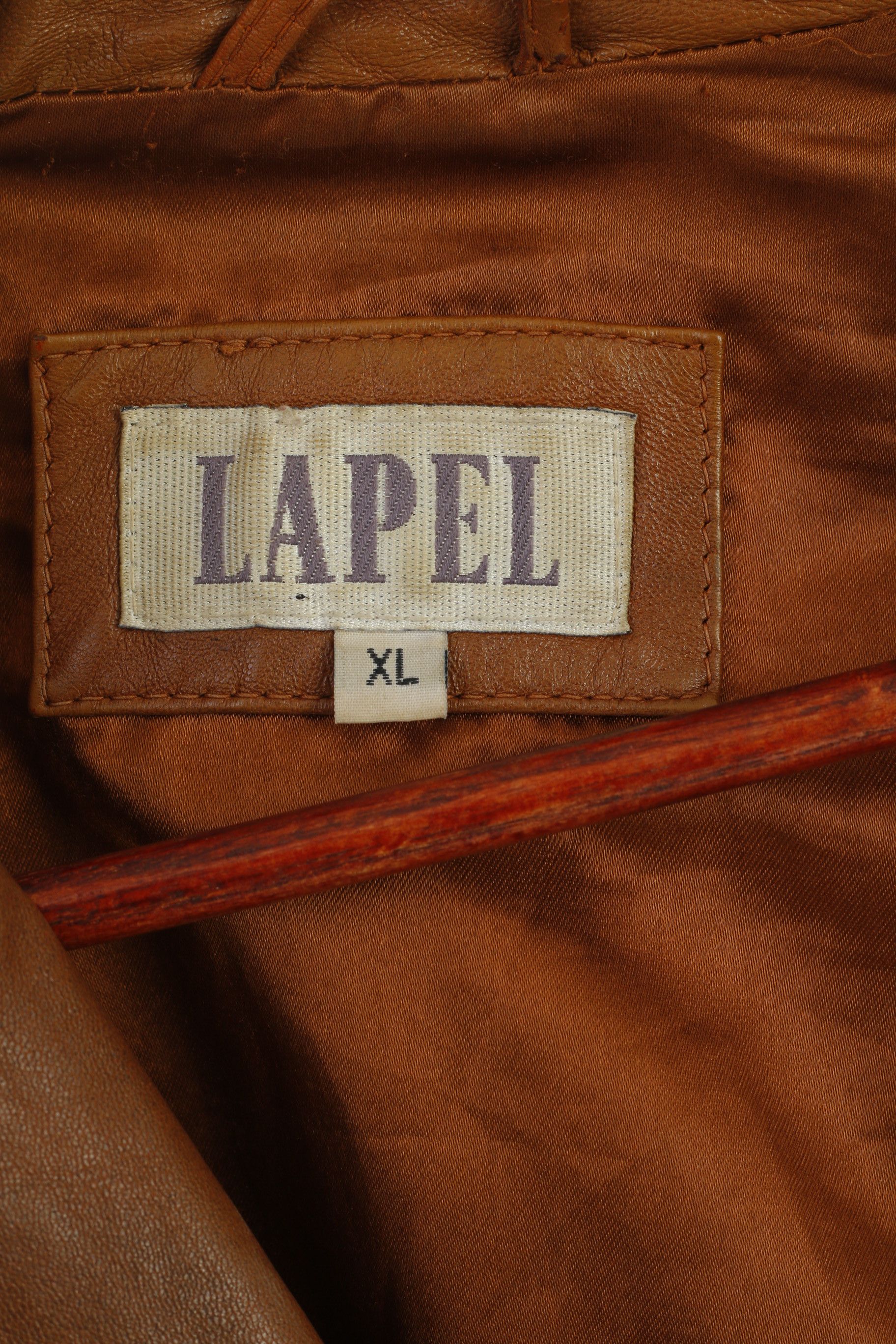 Vintage Lapel Women XL (L) Jacket Camel Leather 6201 Size L / US 10 / IT 46 - 4 Thumbnail