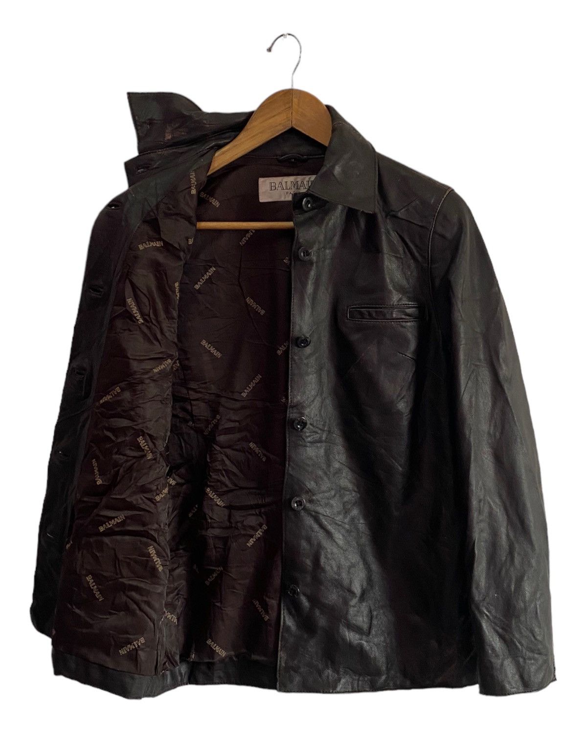 Balmain 🔥VINTAGE BALMAIN BUTTON UP LEATHER JACKET Size US S / EU 44-46 / 1 - 5 Thumbnail
