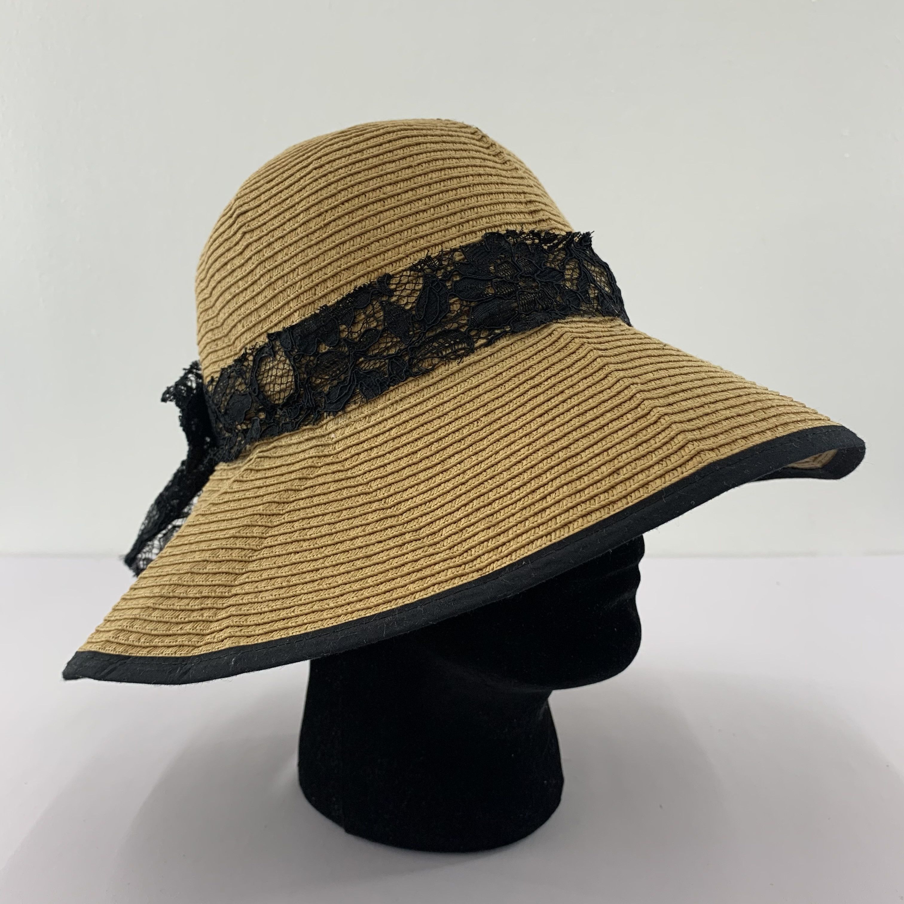 Vintage Ribbon Straw Hats Nice Design - S2007 Size ONE SIZE - 5 Thumbnail