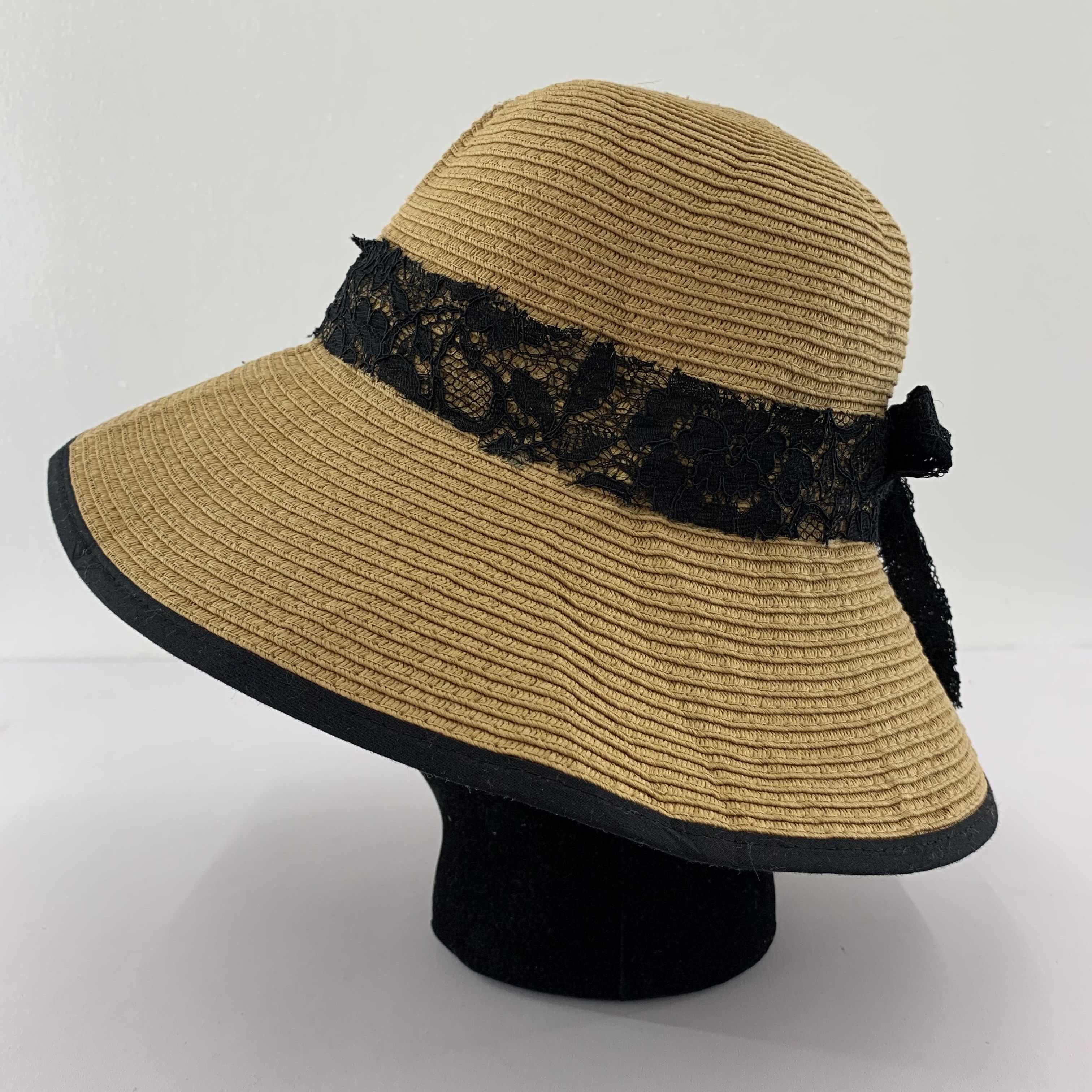 Vintage Ribbon Straw Hats Nice Design - S2007 Size ONE SIZE - 1 Thumbnail