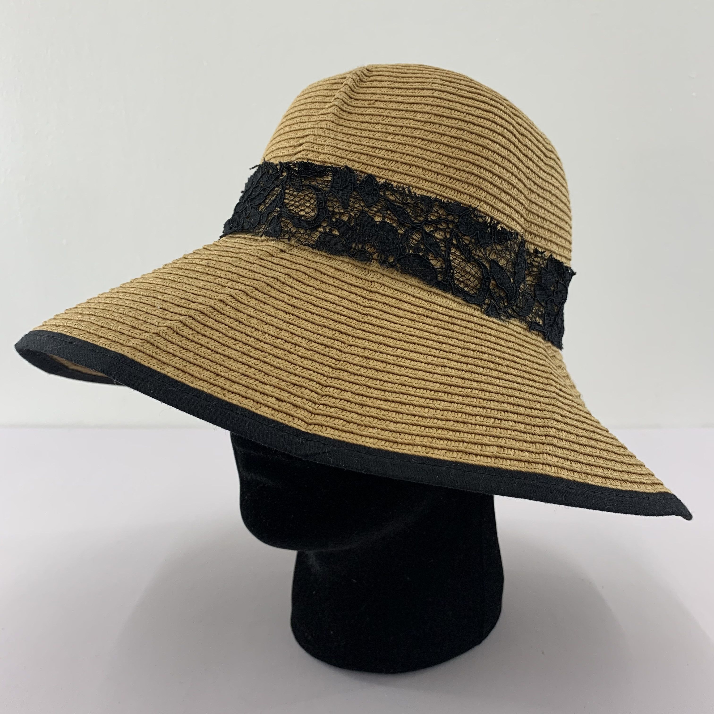 Vintage Ribbon Straw Hats Nice Design - S2007 Size ONE SIZE - 3 Thumbnail