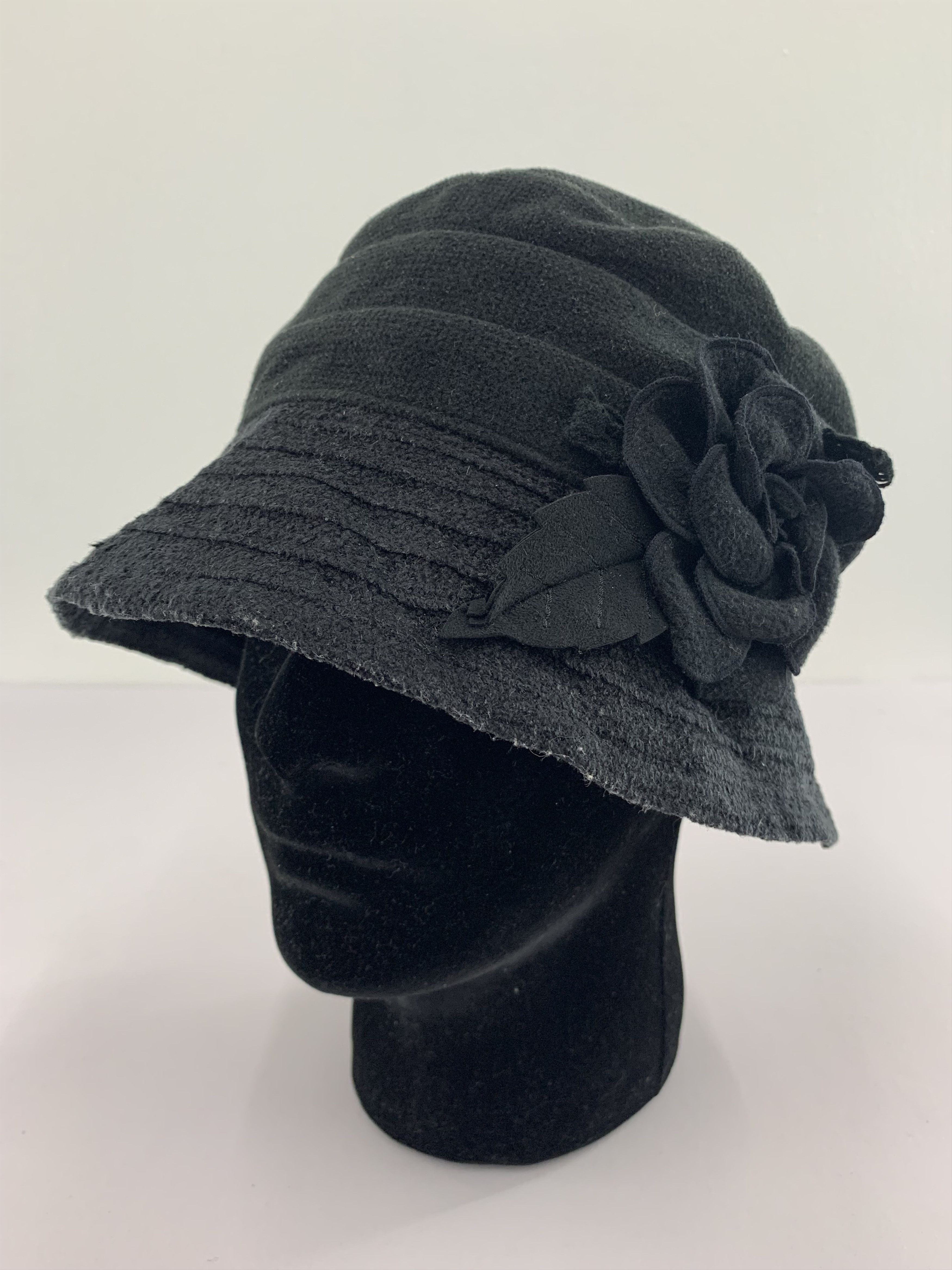Japanese Brand Black Flowers Hat Cap - S3074 Size ONE SIZE - 3 Thumbnail