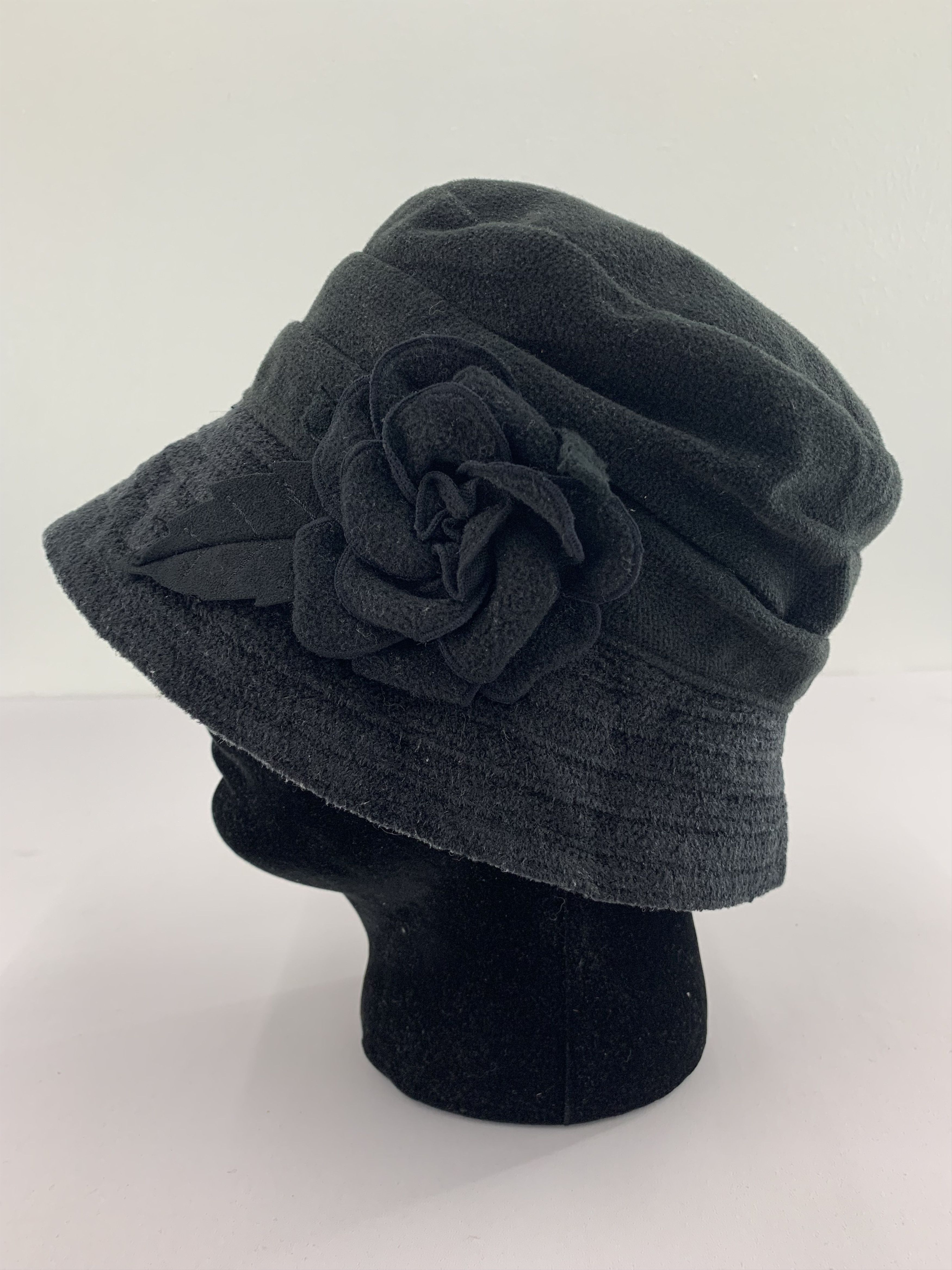 Black Flowers Hat Cap - S3074