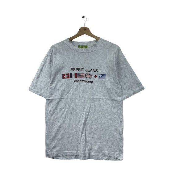 Vtg 90’ ESPRIT JEANS Flag Logo Tee Shirt Pop Art Sport