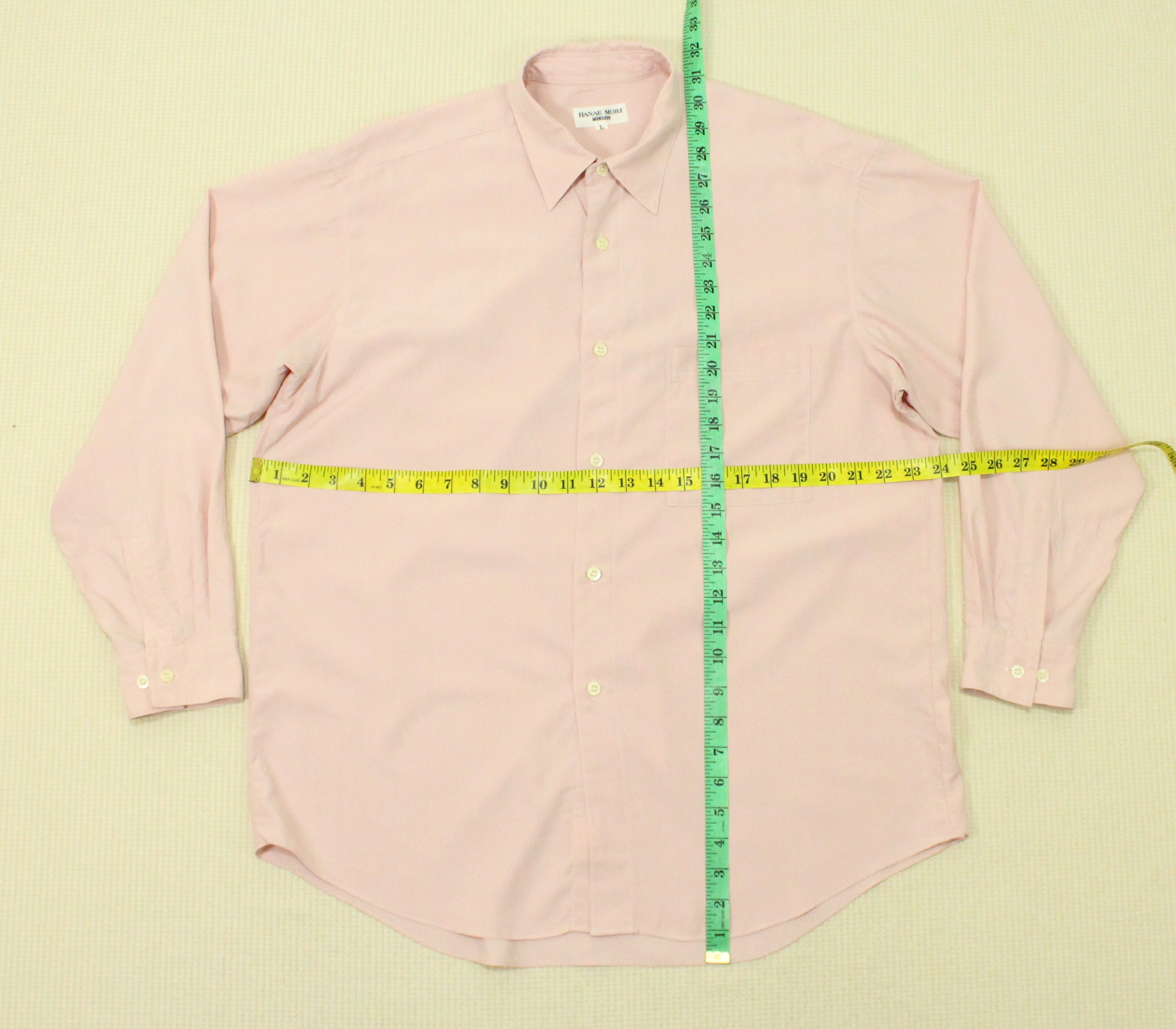 Hanae Mori Vintage HANAE MORI Shirt MONSIEUR Peach Polynosic Size US L / EU 52-54 / 3 - 11 Thumbnail