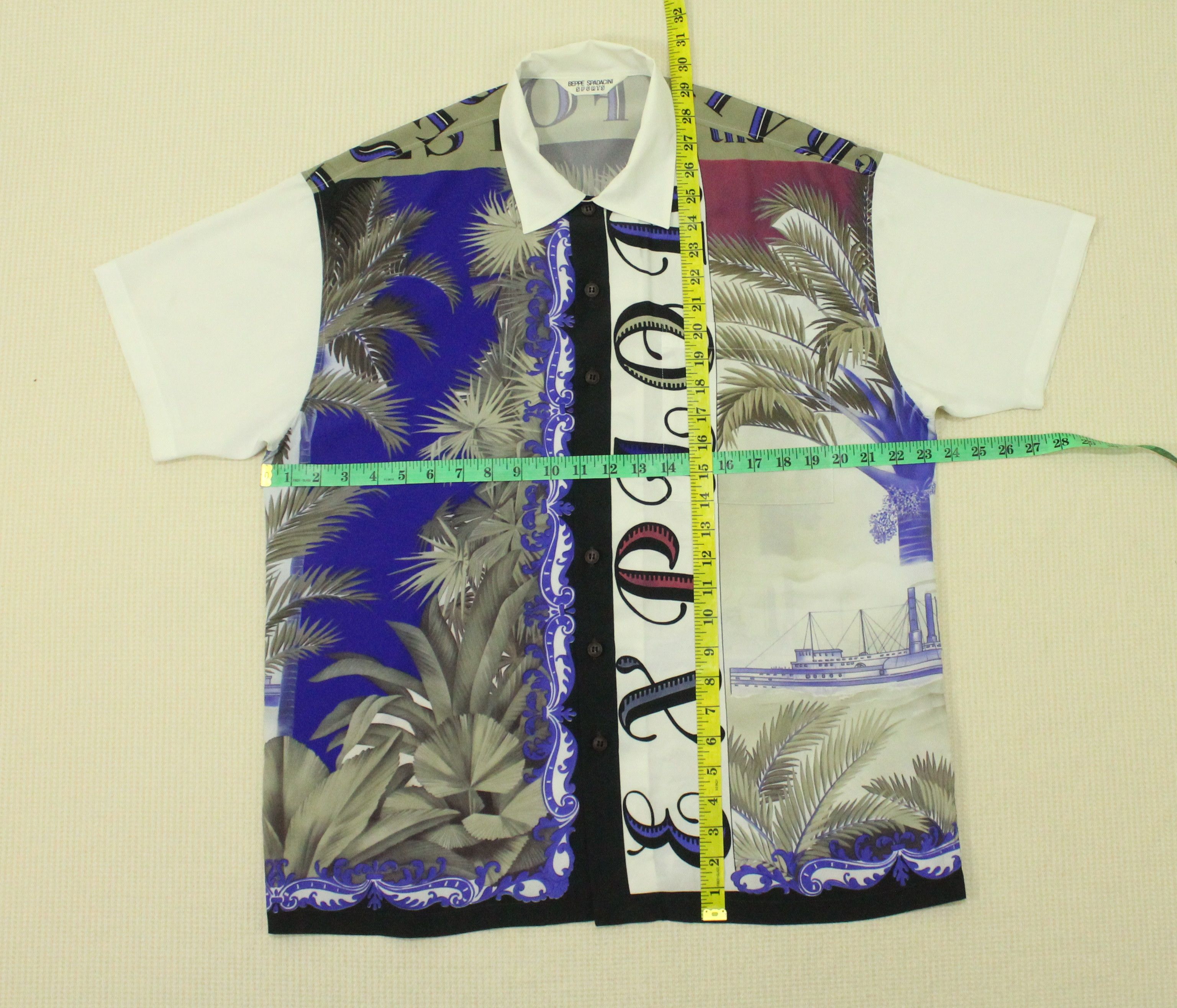 Japanese Brand Vintage BEPPE SPADACINI SPORTS Shirt Rain Forest Polyester Size US L / EU 52-54 / 3 - 15 Thumbnail