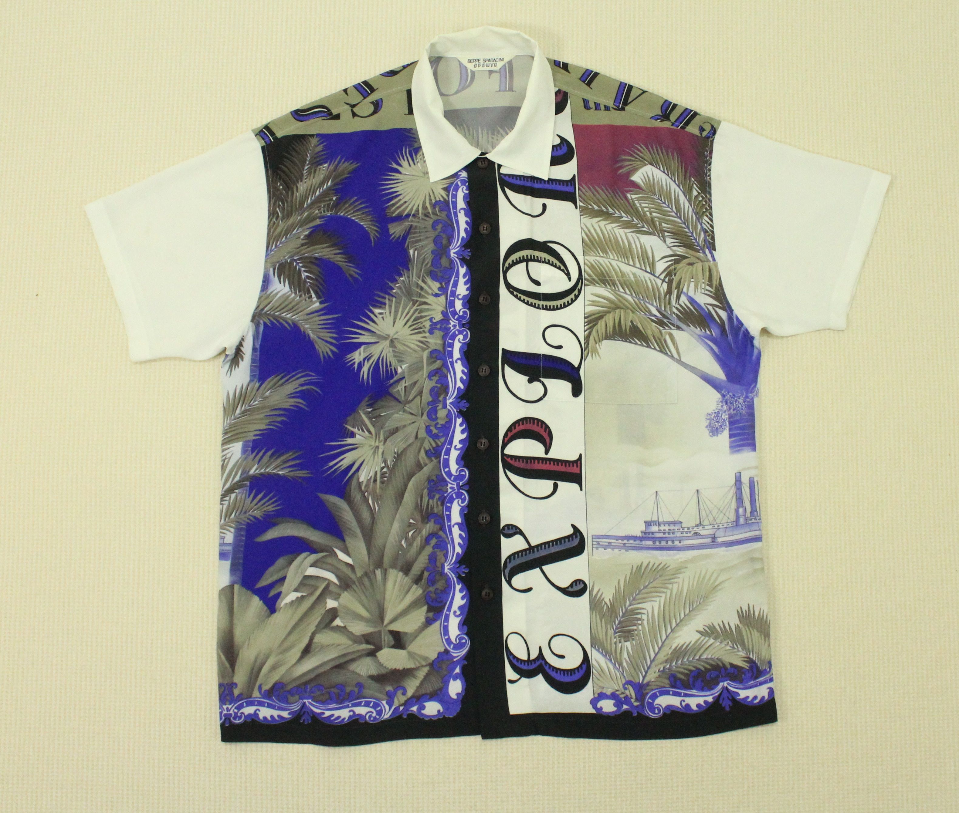 Japanese Brand Vintage BEPPE SPADACINI SPORTS Shirt Rain Forest Polyester Size US L / EU 52-54 / 3 - 4 Thumbnail